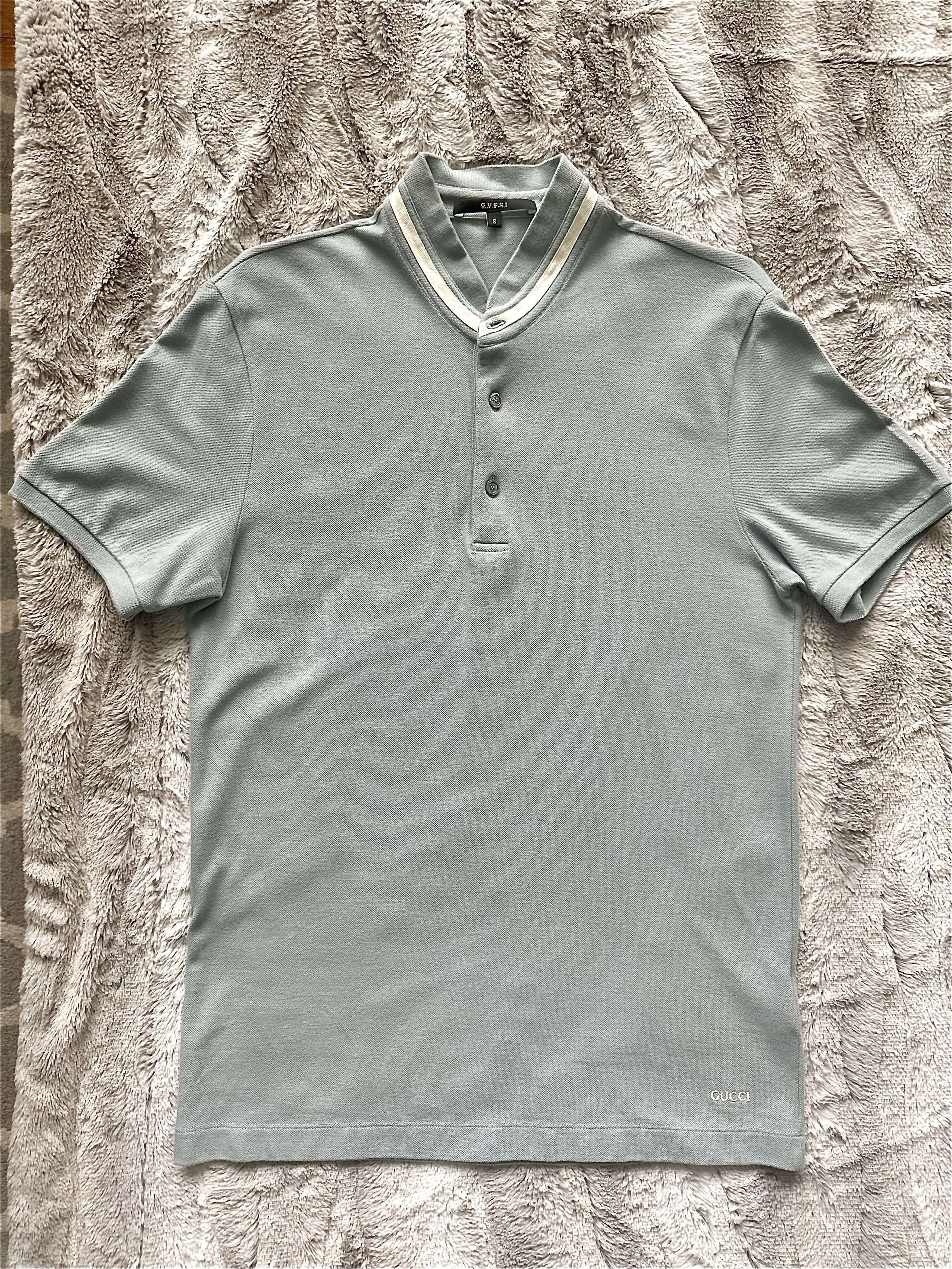 Gucci Gucci Powder Blue Ribbed Stand Collar Polo Shirt Size US S / EU 44-46 / 1 - 12 Thumbnail