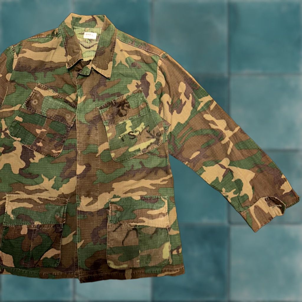 Vintage VINTAGE Alpha Corp USMC 1968 Military Camouflage Wind-Resistant Poplin Coat Jacket Small Camo Mens 60s 1960s Size US S / EU 44-46 / 1 - 1 Thumbnail