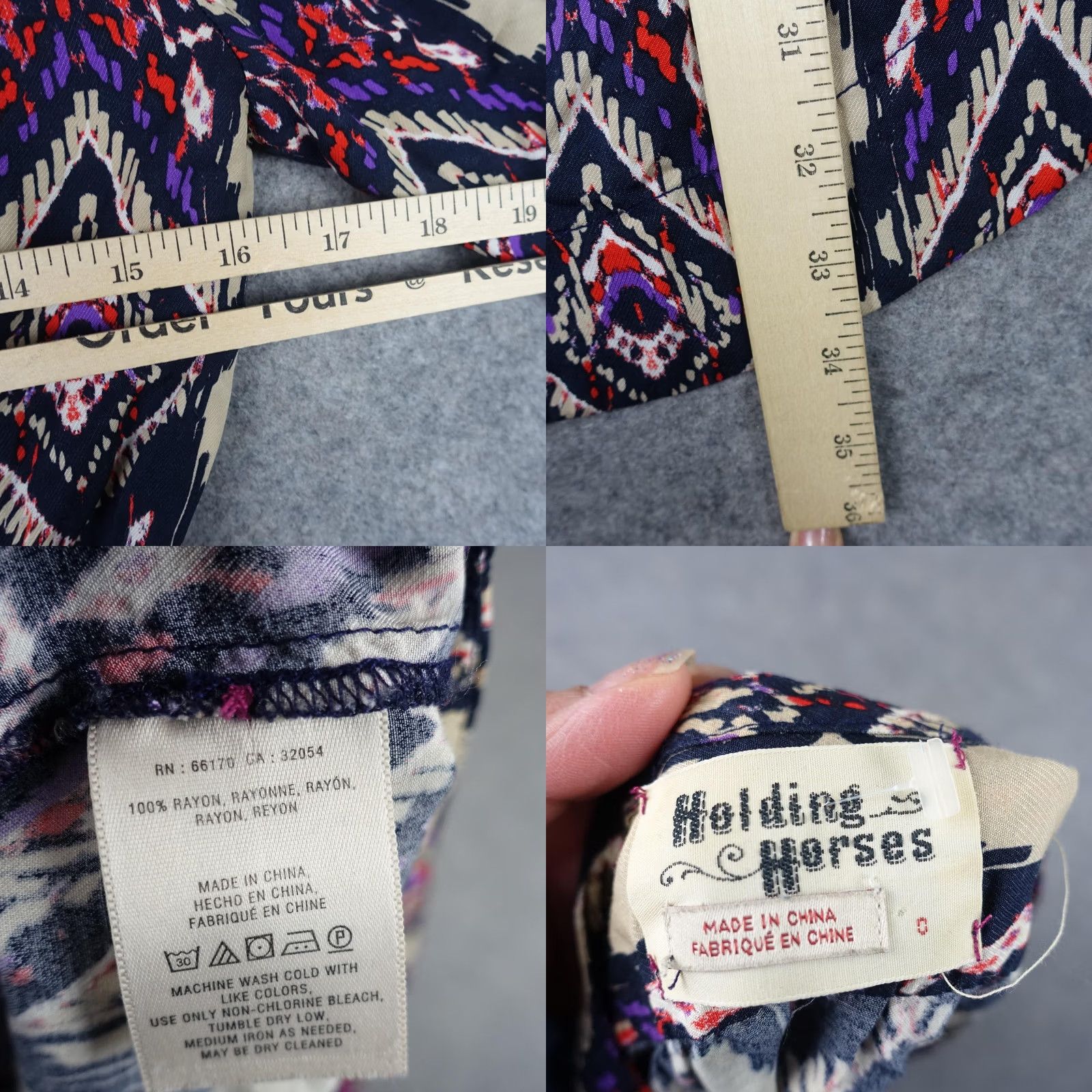 Anthropologie Holding Horses Dress Womens 0 Black Boho Tribal Rayon Shirt Dress Pockets 3/4 Sleeve Short Vintage No Womens Size XS / US 0-2 / IT 36-38 - 9 Thumbnail