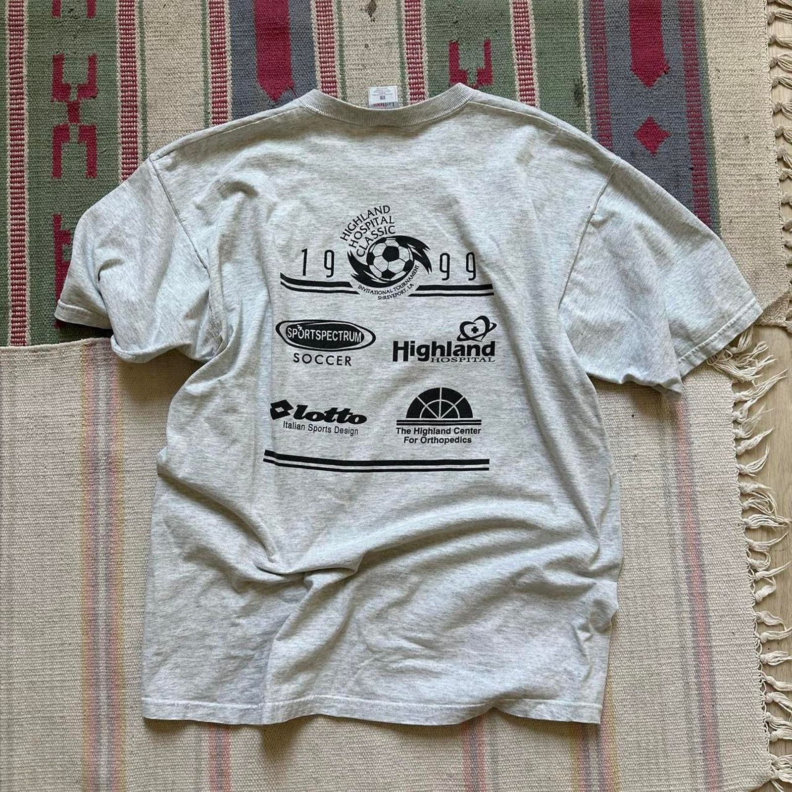 Vintage Vintage 1999 Grey Faded Soccer Classic Graphic Tee Shirt Size US L / EU 52-54 / 3 - 6 Thumbnail