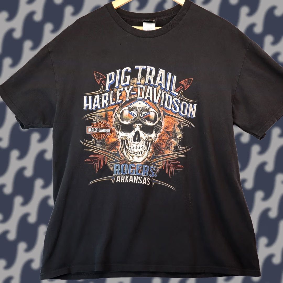 Harley Davidson Harley-Davidson XL Shirt Black Cotton Graphic Print Crew Neck Short Sleeve Mens T-Shirt Motorcycle Size US XL / EU 56 / 4 - 1 Thumbnail