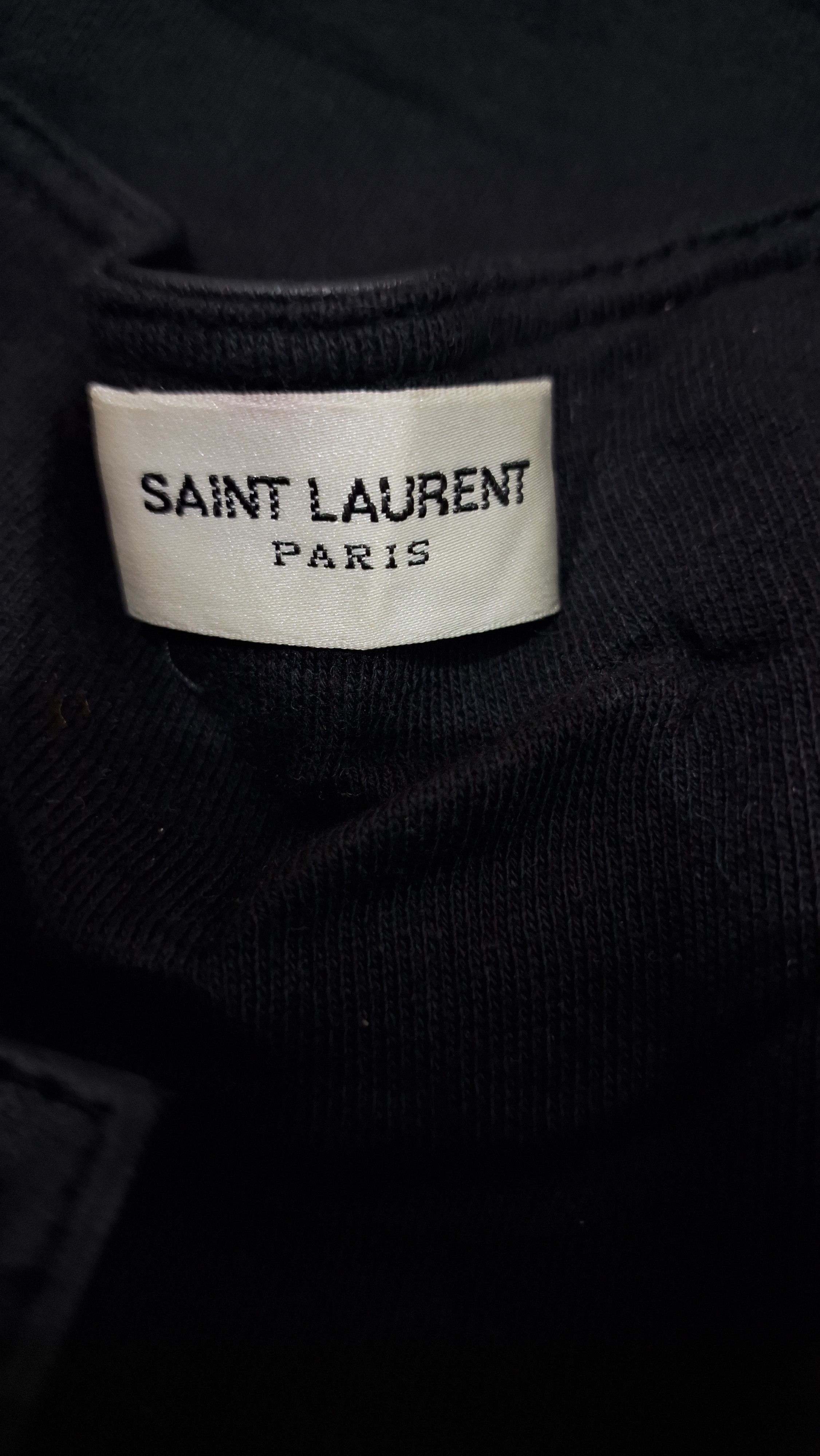 Saint Laurent Paris Saint Laurent Black Leather Panelled Crewneck Sweatshirt Size US L / EU 52-54 / 3 - 2 Thumbnail