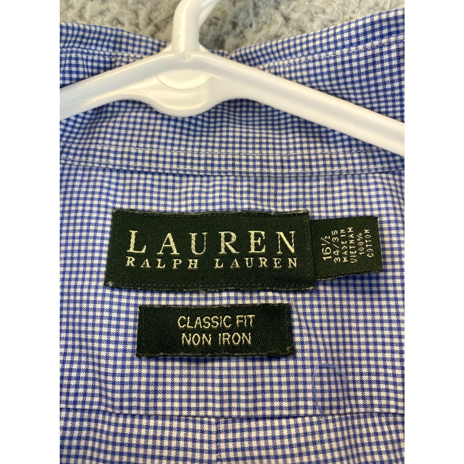Ralph Lauren Ralph Lauren Shirt Blue/White Check Button-Up, Classic Fit, Size 16.5, Mens Size US L / EU 52-54 / 3 - 5 Thumbnail