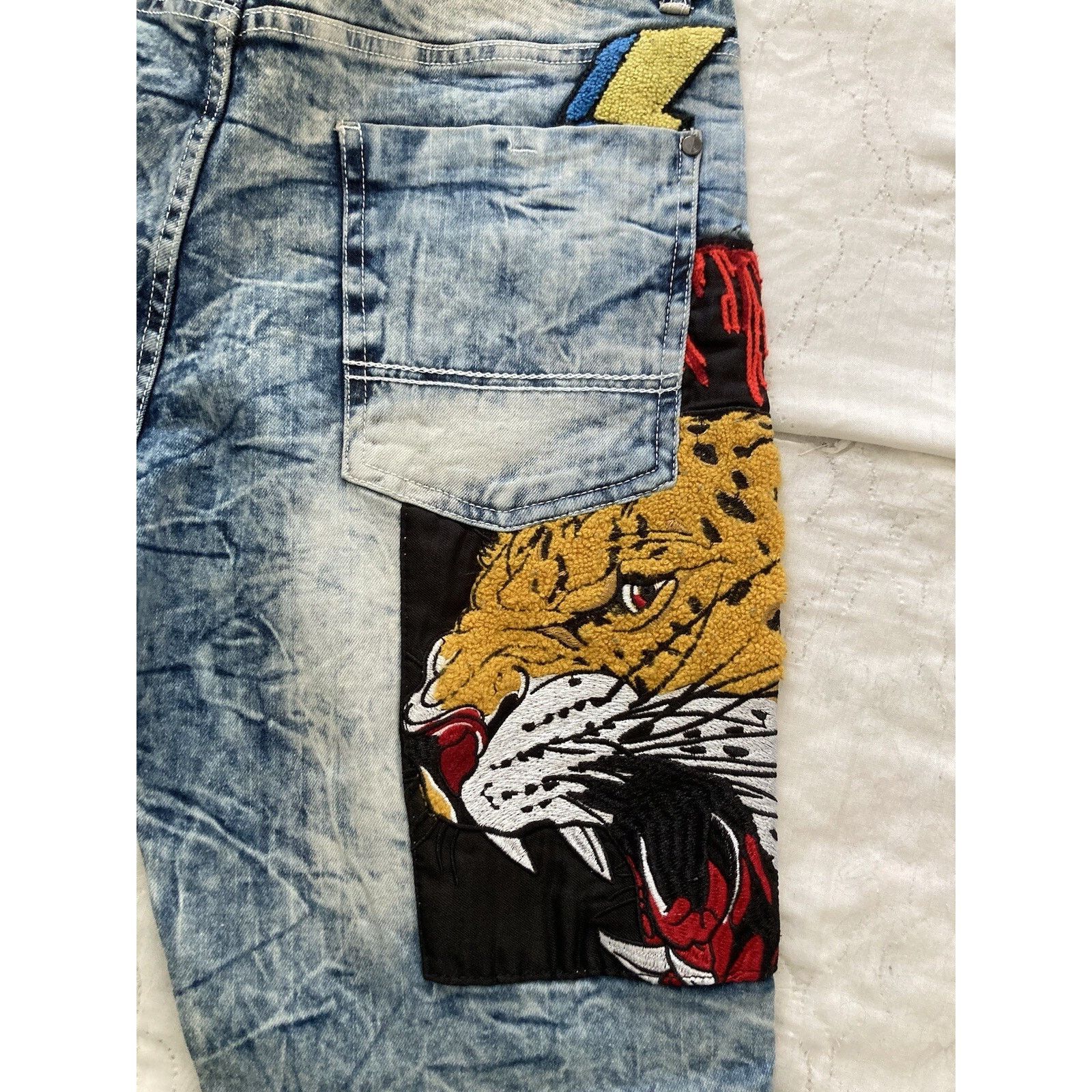Southpole Southpole Distressed Wash Blue Patch. Cotton Jeans 34x30 Size US 34 / EU 50 - 6 Thumbnail