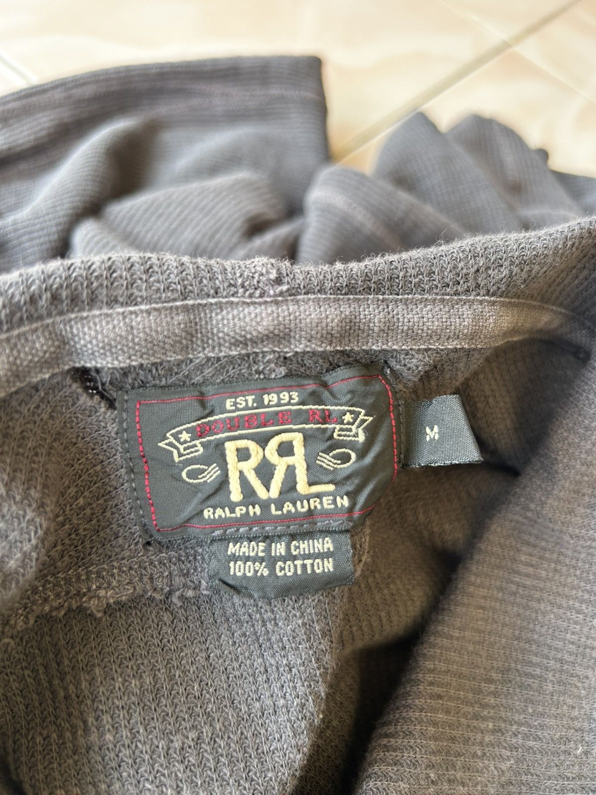 RRL Ralph Lauren Double RL Distressed Waffle Hoodie Size US M / EU 48-50 / 2 - 10 Thumbnail