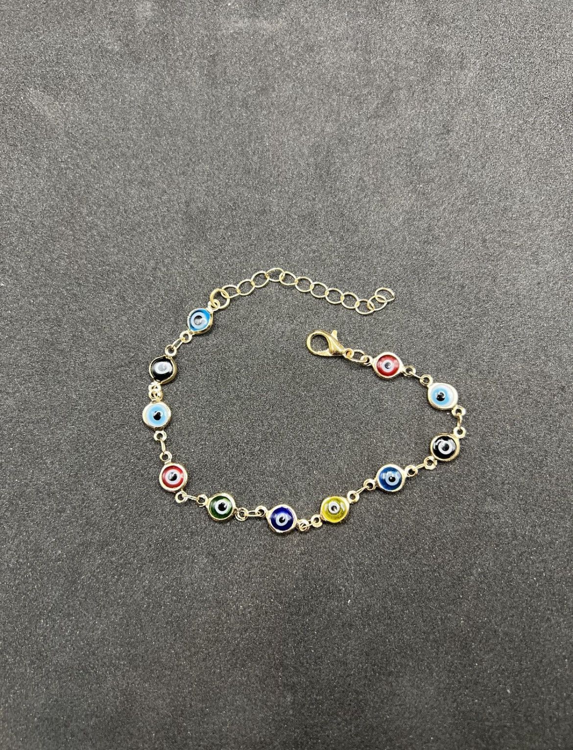 Handmade Evil Eyes Gold Chain Bracelet Size ONE SIZE - 2 Thumbnail