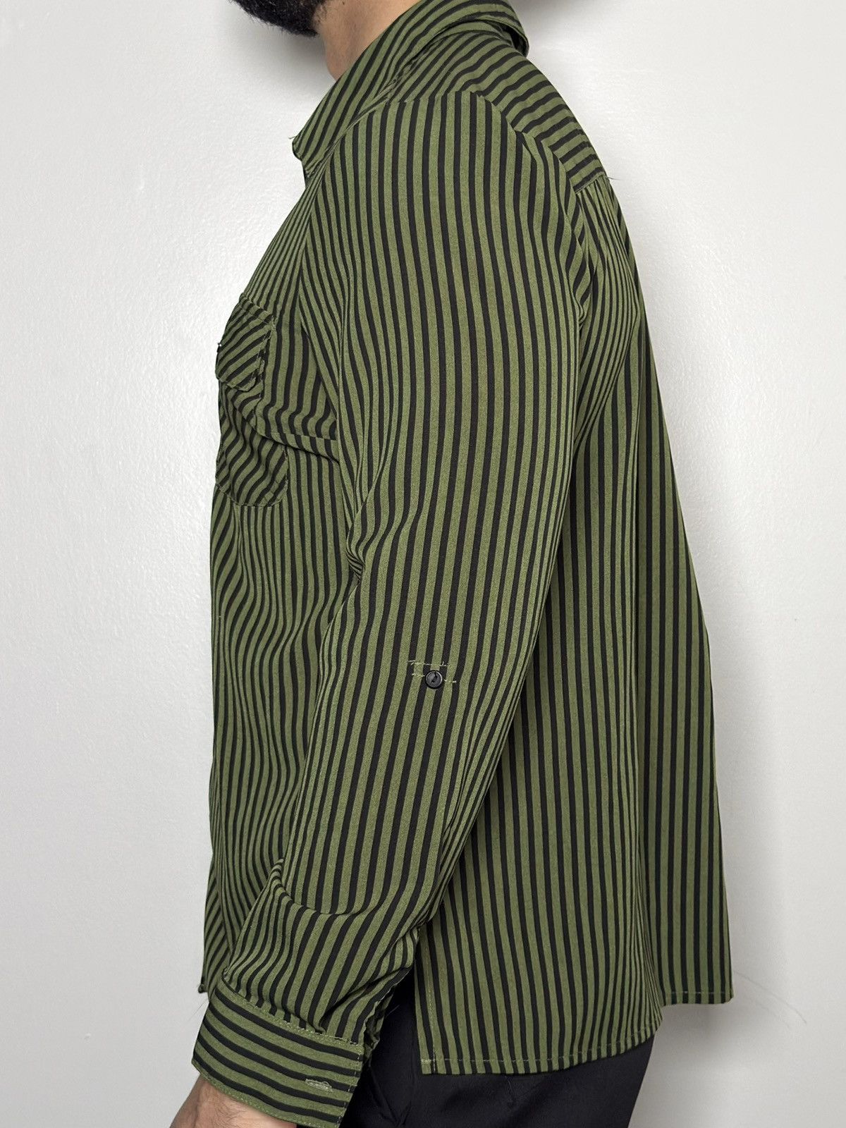 Other Studio Works Olive Green & Black Vertical Stripe Button-Up Size US S / EU 44-46 / 1 - 1 Thumbnail