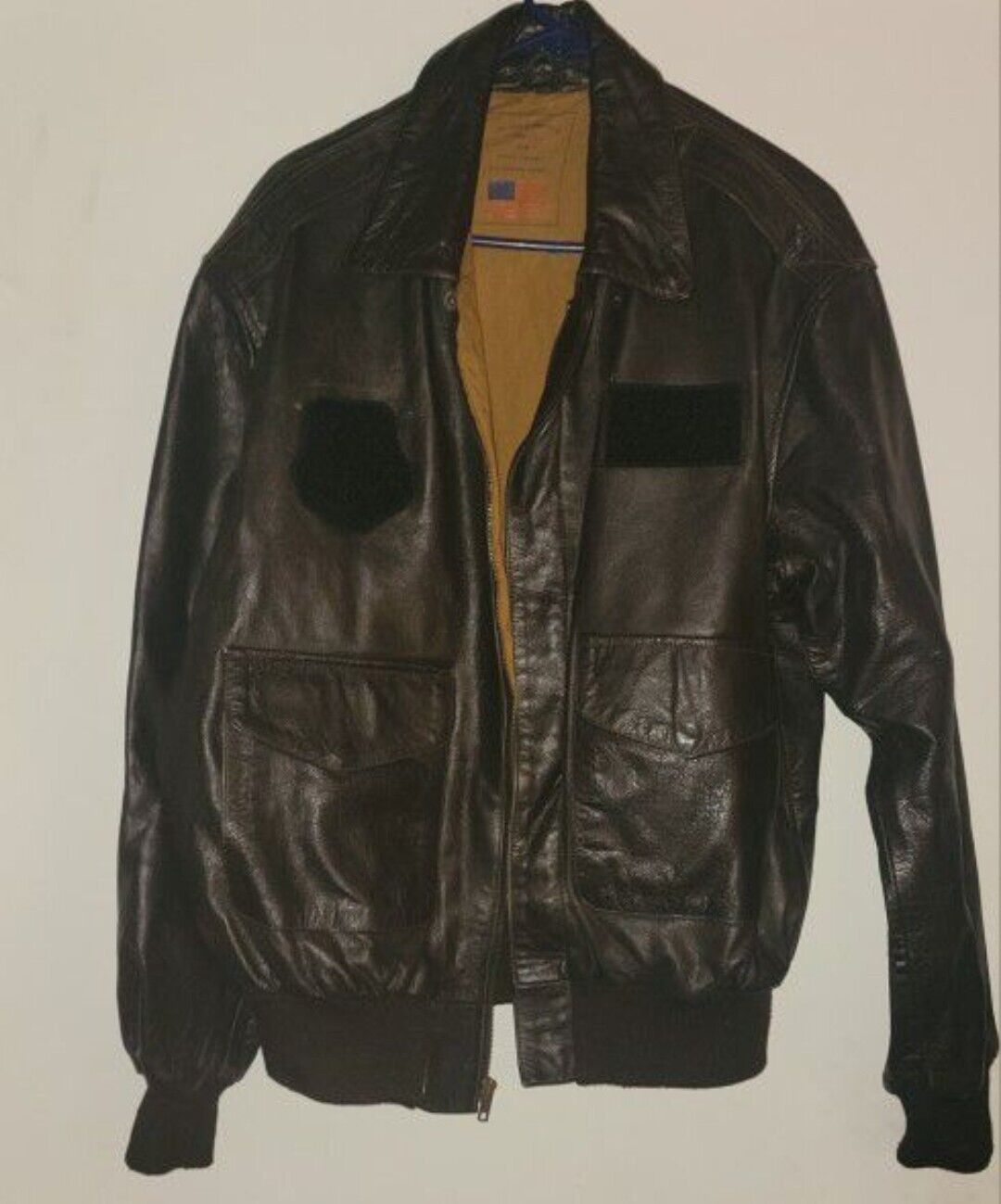 image of Leather Jacket Genuine Leather A-2 Bombers Flyers Men's Jacket in Black (Size Large)
