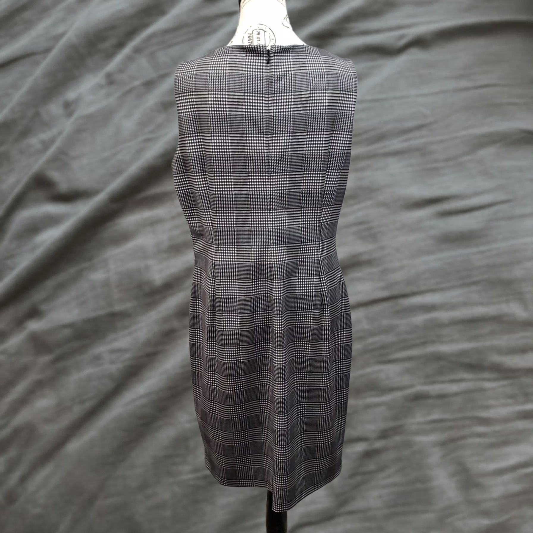 Calvin Klein Calvin Klein Starburst Sheath Dress Womens 14 White Black Houndstooth Back Zip Size XL / US 12-14 / IT 48-50 - 1 Thumbnail