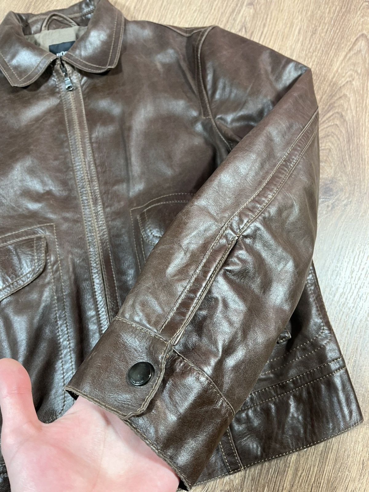 Hugo Boss Hugo Boss Nappa Brown Leather Bomber Rare Size US M / EU 48-50 / 2 - 9 Thumbnail