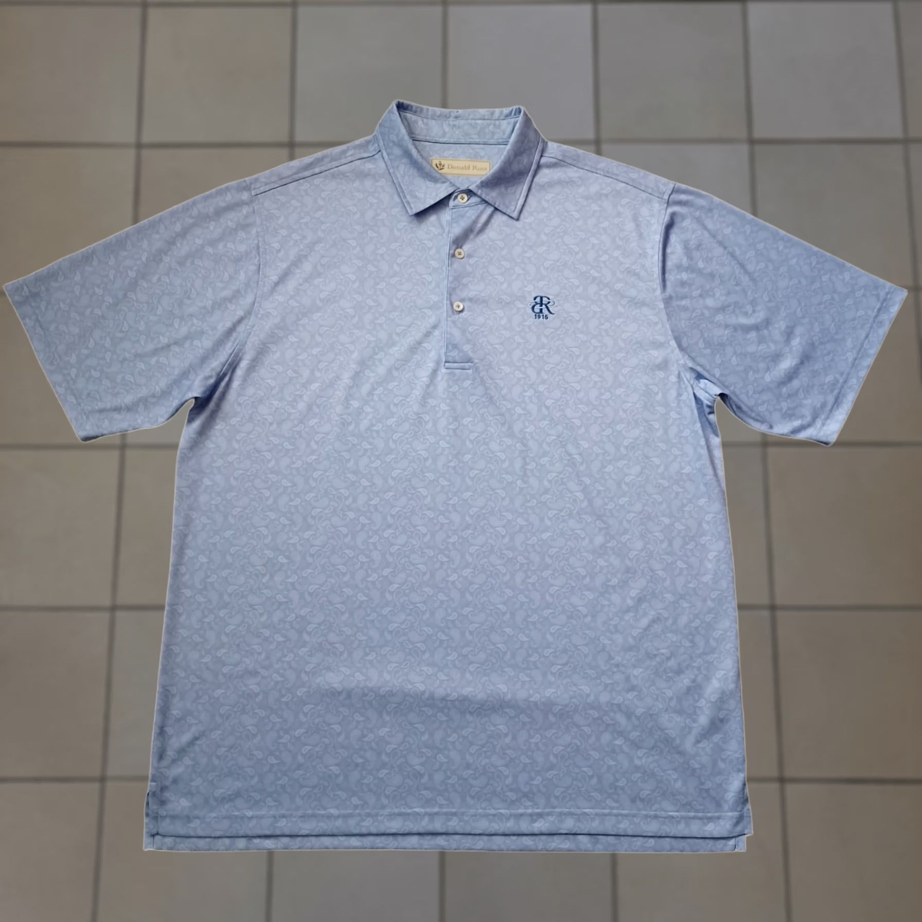 Vintage Donald Ross Shirt Polo Short Sleeve Blue Paisley Print Golf Sport Mens Large Size US L / EU 52-54 / 3 - 1 Thumbnail