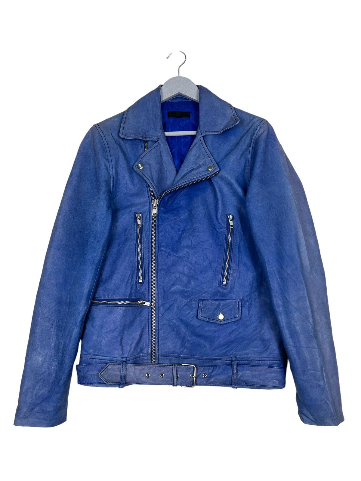 Asos 🔥 ASOS DOUBLE COLAR RIDER MOTO LEATHER JACKET Size US XS / EU 42 / 0 - 2 Thumbnail