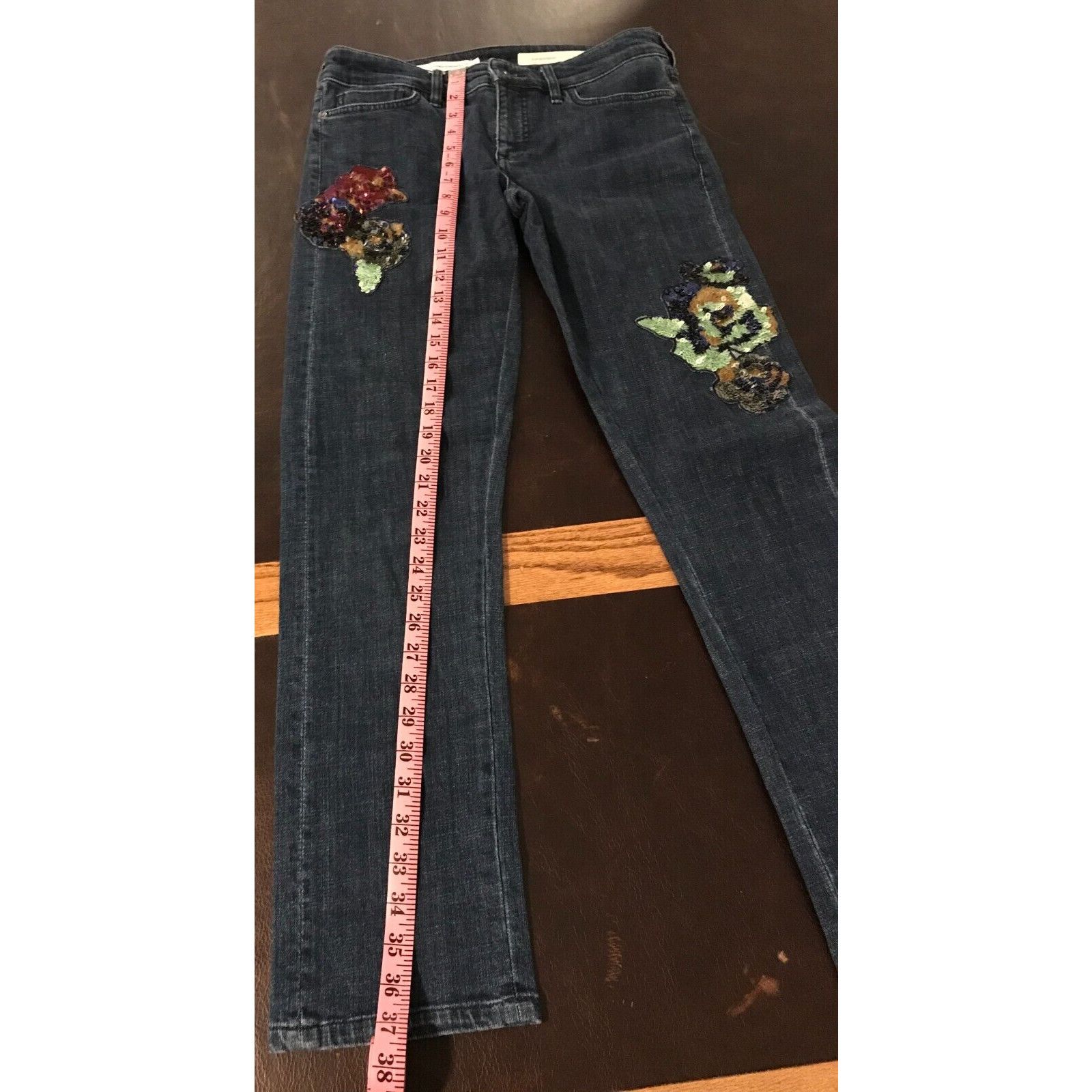 Anthropologie Anthropologie Pilcro & the Letterpress Sequin Slim Jeans Size 26" / US 2 / IT 38 - 9 Thumbnail