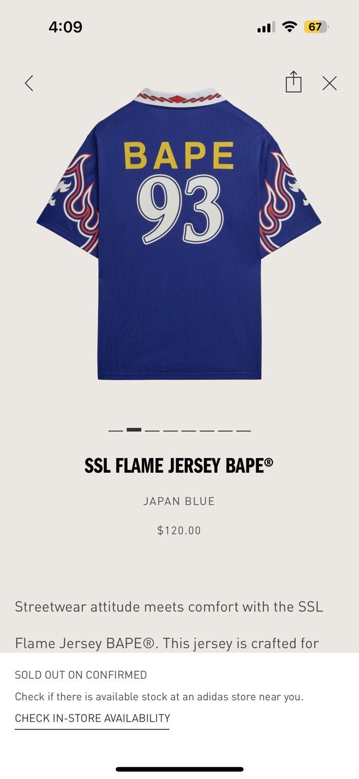 Adidas × Bape Adidas x Bape SSL Flame Jersey | Grailed