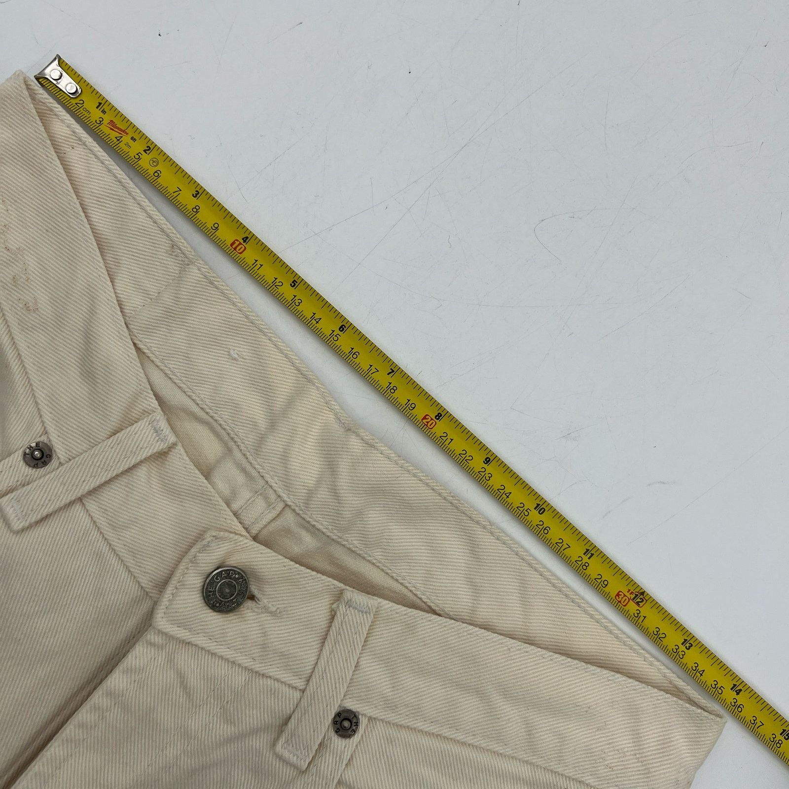Gap × Vintage Vintage GAP Ivory Cotton Denim Jeans High Waisted Loose Fit Size 30" / US 8 / IT 44 - 8 Thumbnail