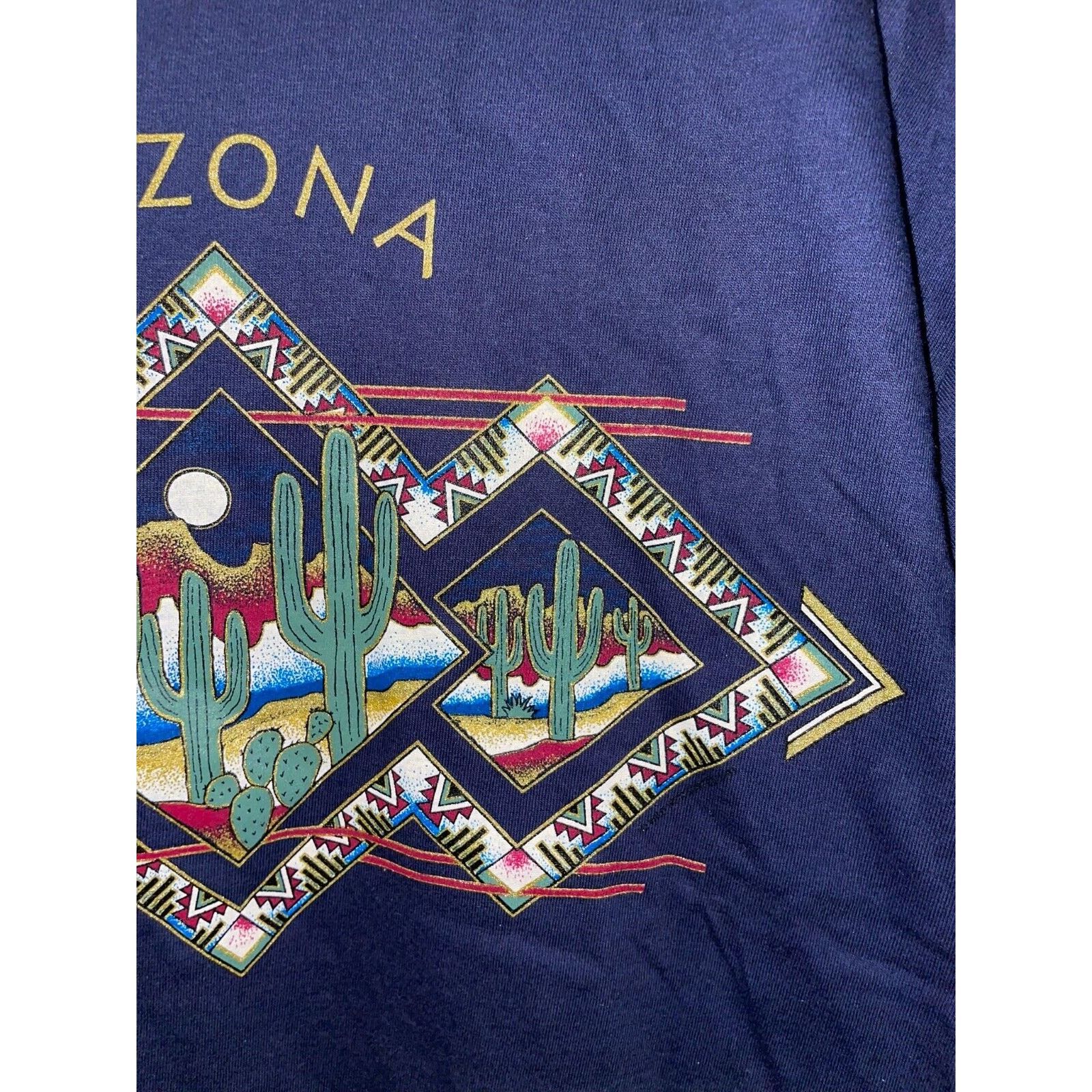 Jerzees Vintage Arizona Shirt Southwest Tee Cactus Desert Blue 90s L Size US L / EU 52-54 / 3 - 4 Thumbnail
