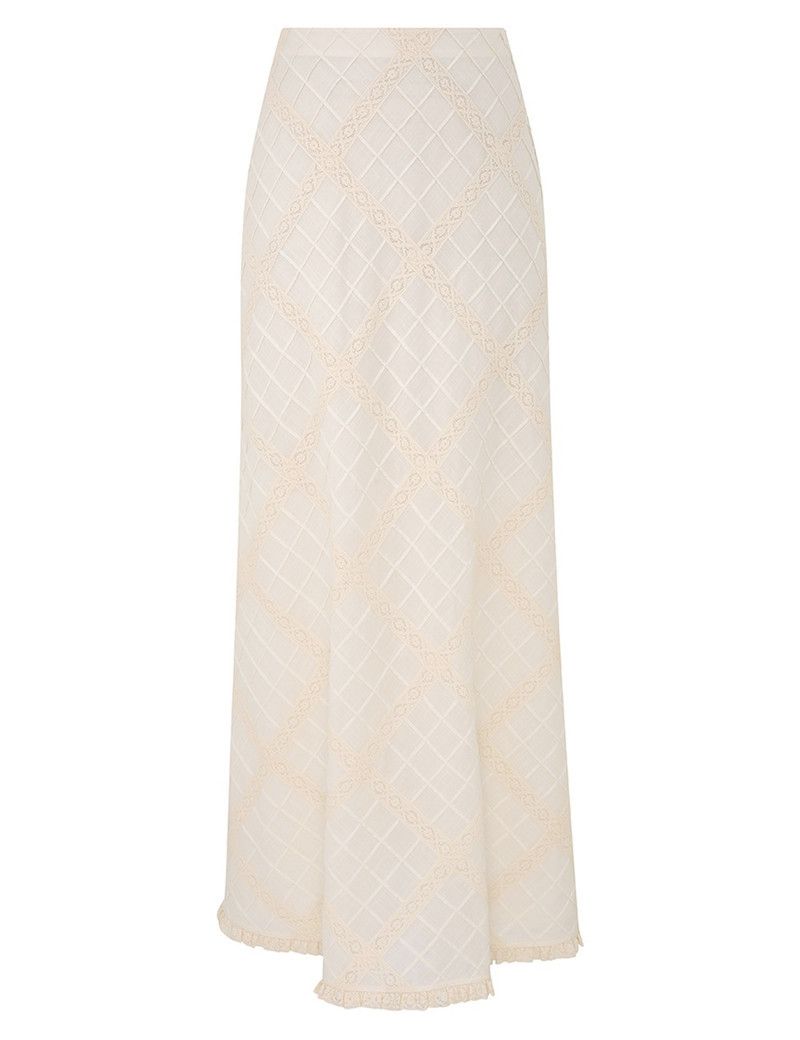 Zimmermann oc11z0226 Tallow Lace Trim Bias Skirt In Ivory Size 27" / US 4 / IT 40 - 1 Thumbnail