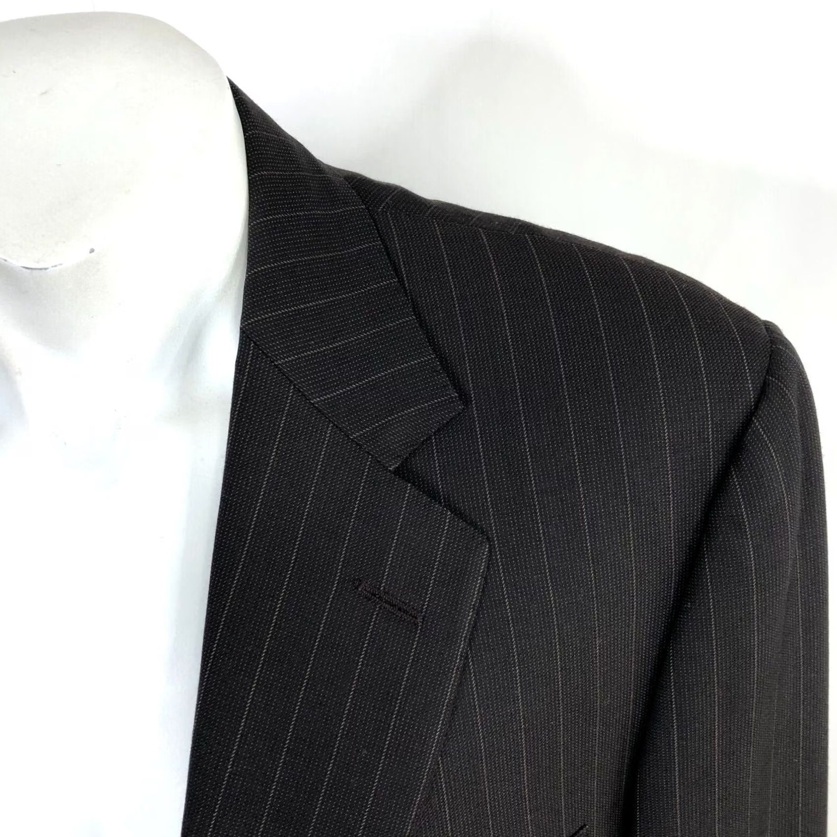 Canali Canali Men's Dark Brown Striped 100% Wool Suit Sport Coat Jacket EUR 52 Size 42R - 2 Thumbnail