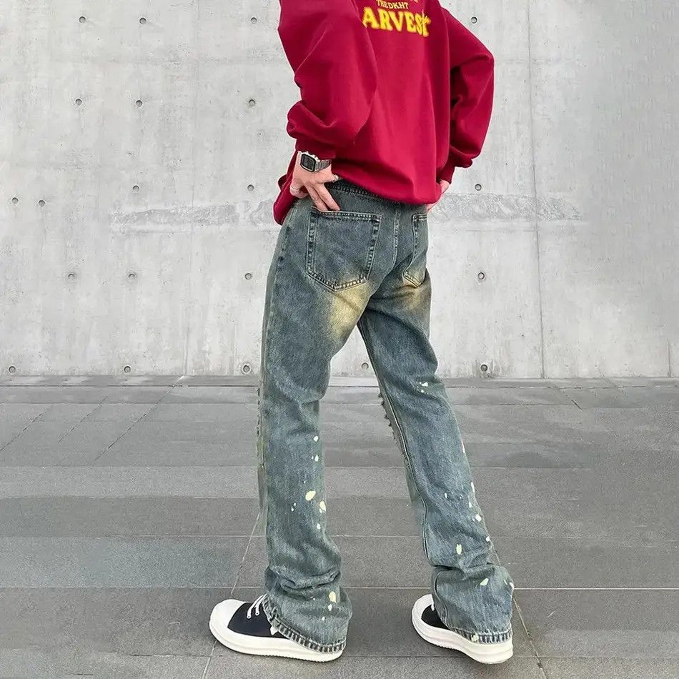 Japanese Brand × Jean Skinny Jeans Men Streetwear Autumn Y2k Ripped Denim Size US 33 - 2 Thumbnail