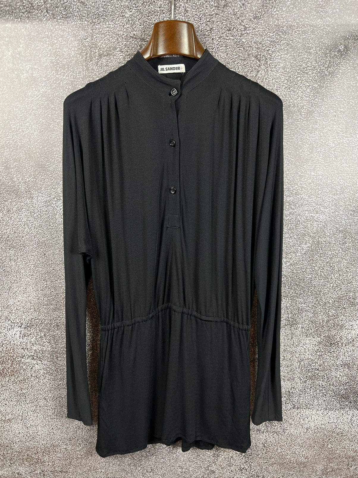 Designer × Jil Sander 90s Jil Sander black vintage viscose tunic dress pleated Size S / US 4 / IT 40 - 1 Thumbnail