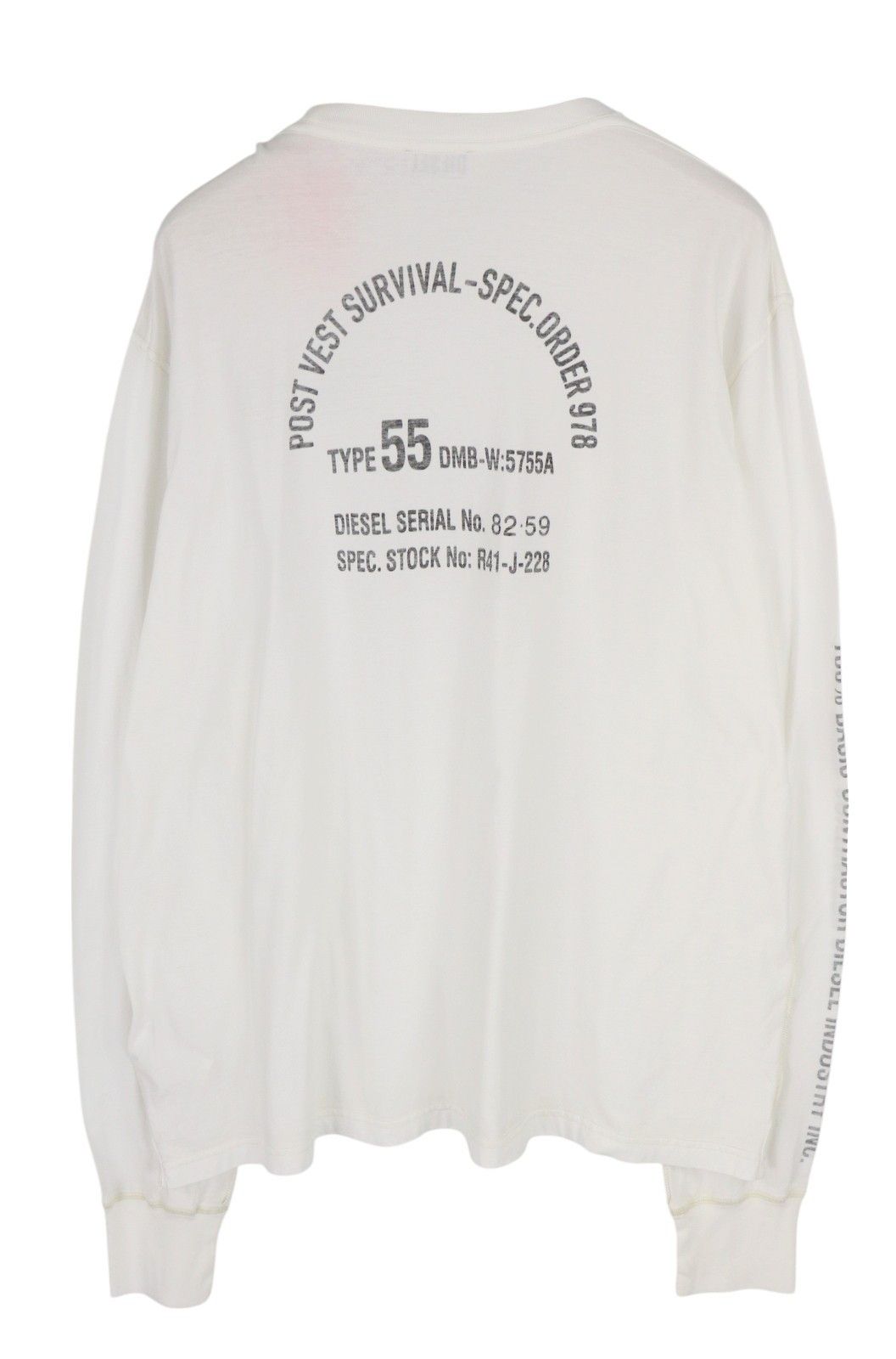 Diesel T-JUBIND-LS-SLITS 3XL White Crew Tricot T-Shirt 85145 Size US XXL / EU 58 / 5 - 2 Thumbnail