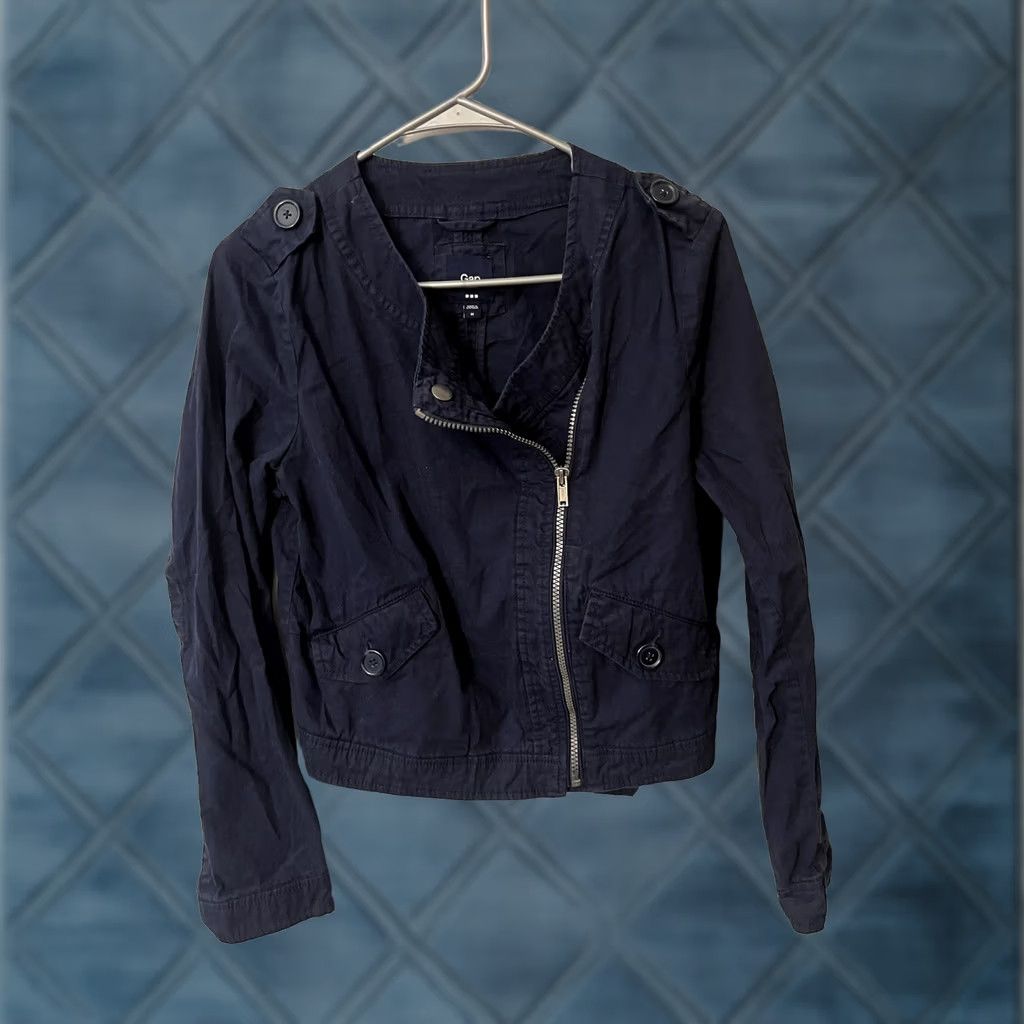 Gap Gap Jacket Women's Medium Navy Blue Moto Blend Zipper Front Size M / US 6-8 / IT 42-44 - 1 Thumbnail