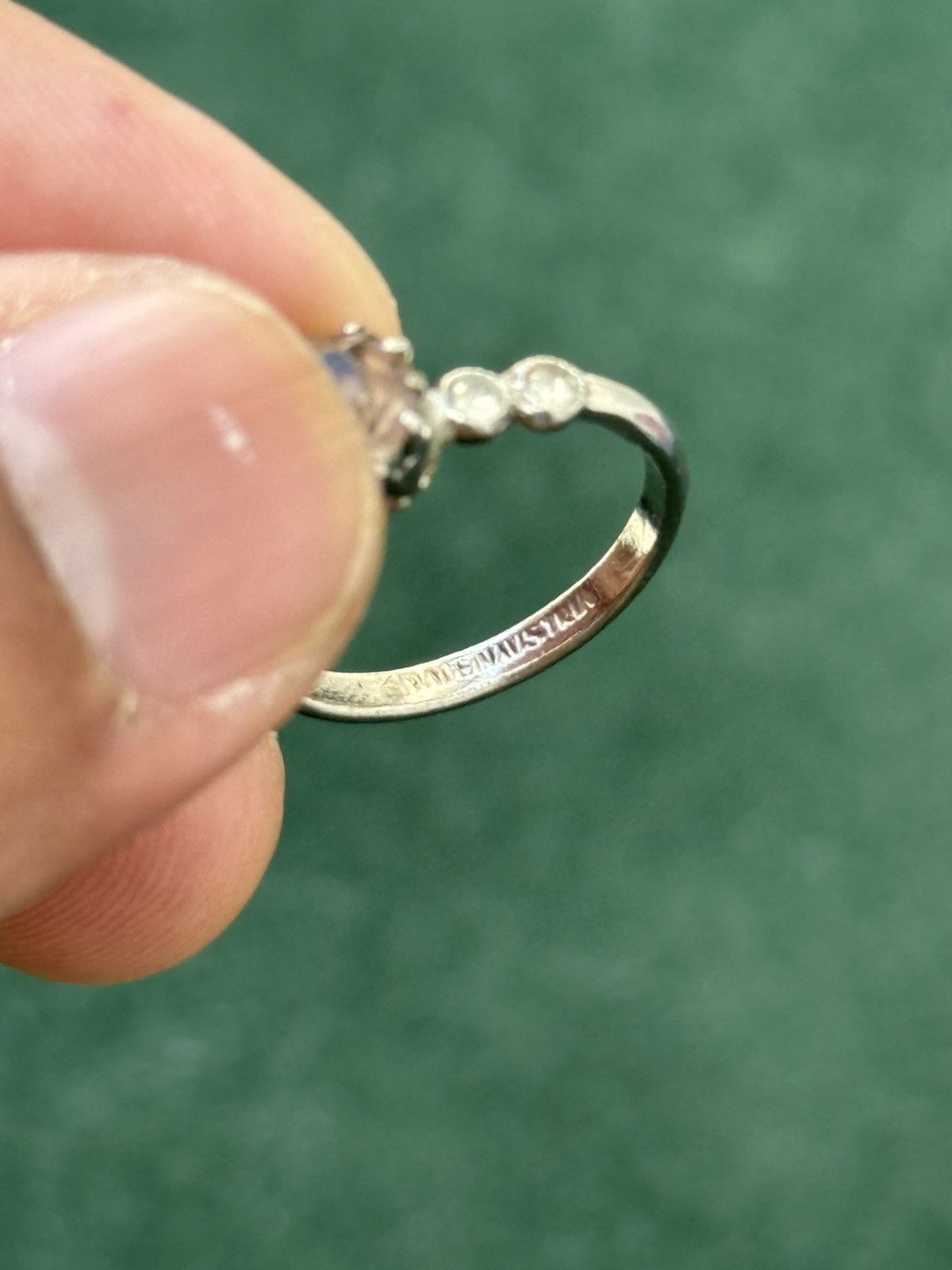 Vintage Vintage Sterling Silver Ring with Clear Stone Size ONE SIZE - 4 Thumbnail