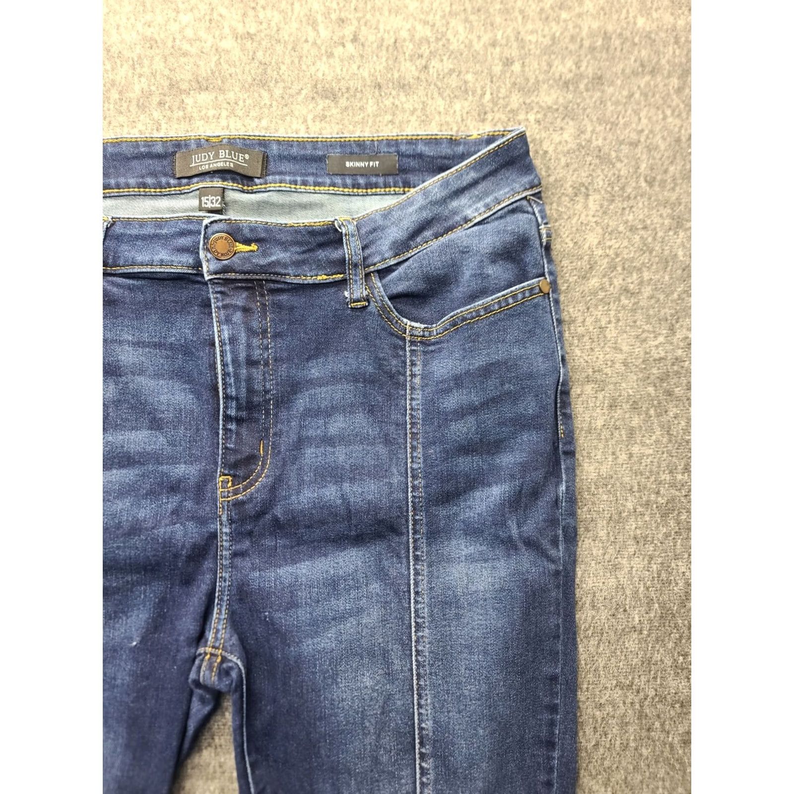 Vintage Judy Blue Jeans Womens 32x27 Distressed High Rise Slim Ankle Stretch Denim Cotton Spandex Button Zip Pocket Blue Jeans Size 24" / US 00 / IT 34 - 7 Thumbnail