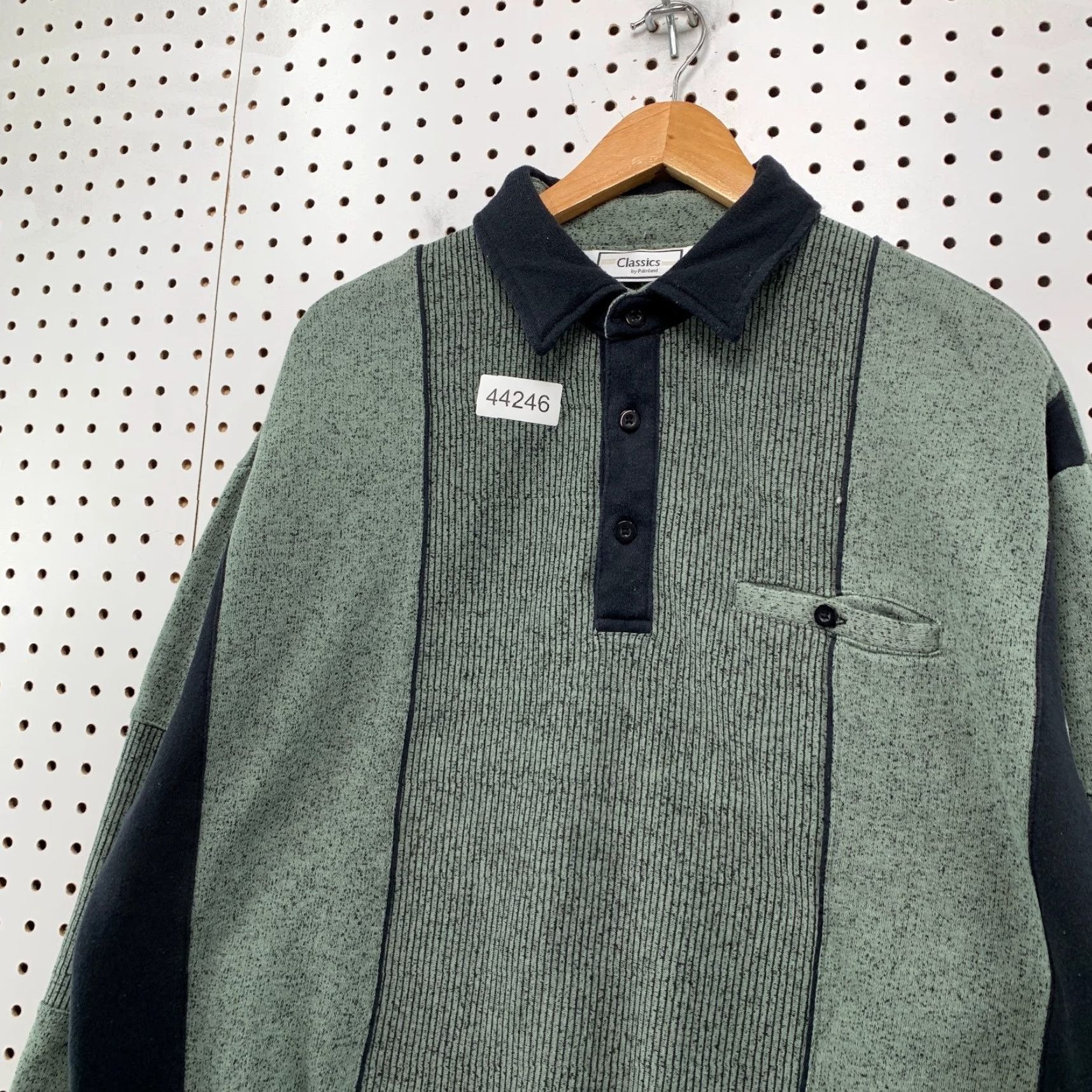 Vintage VINTAGE Classics by Palmland Fleece Collared Sweatshirt Mens XL Green Black Size US XL / EU 56 / 4 - 3 Thumbnail