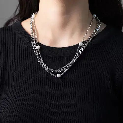 Other Pearl Stacked Stainless Steel Necklace Size ONE SIZE - 3 Thumbnail