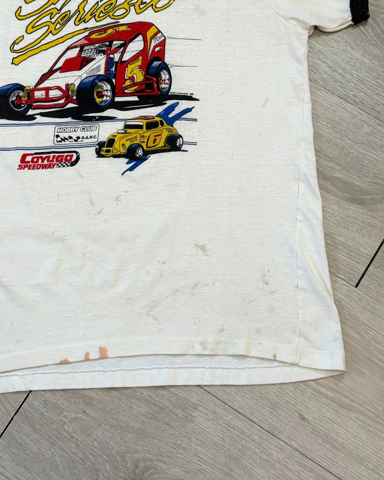 Vintage Rare Vintage 1988 Super Series Cayuga Speedway Ringer TShirt Size US L / EU 52-54 / 3 - 9 Thumbnail