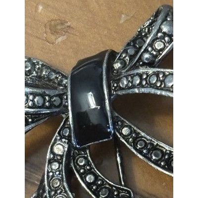 Other Vintage Bow Brooch Pin 1.5 In Antiqued Silver Marcasite Deta Size ONE SIZE - 2 Thumbnail