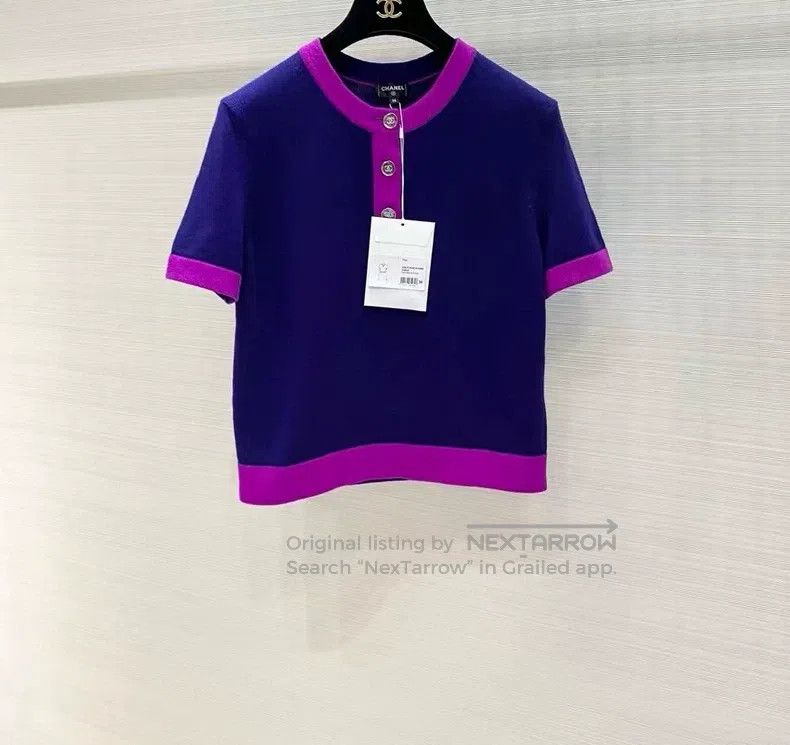 Chanel Chanel Cashmere colour-blocked knitted short sleeves Size XS / US 0-2 / IT 36-38 - 1 Thumbnail