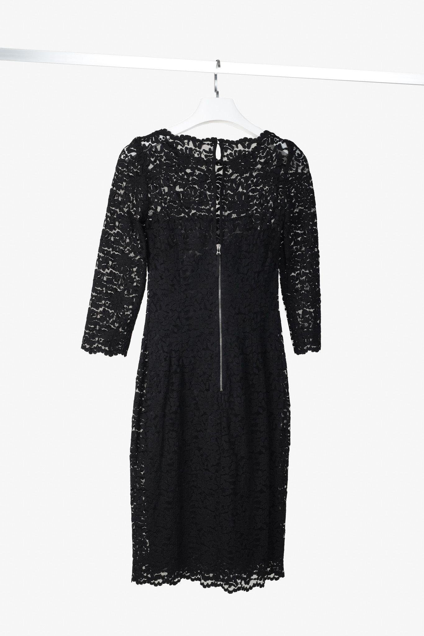 Dolce & Gabbana D&G Dolce & Gabbana AW/09 Black Lace 3/4-Sleeve Midi Dress Size S / US 4 / IT 40 - 2 Thumbnail