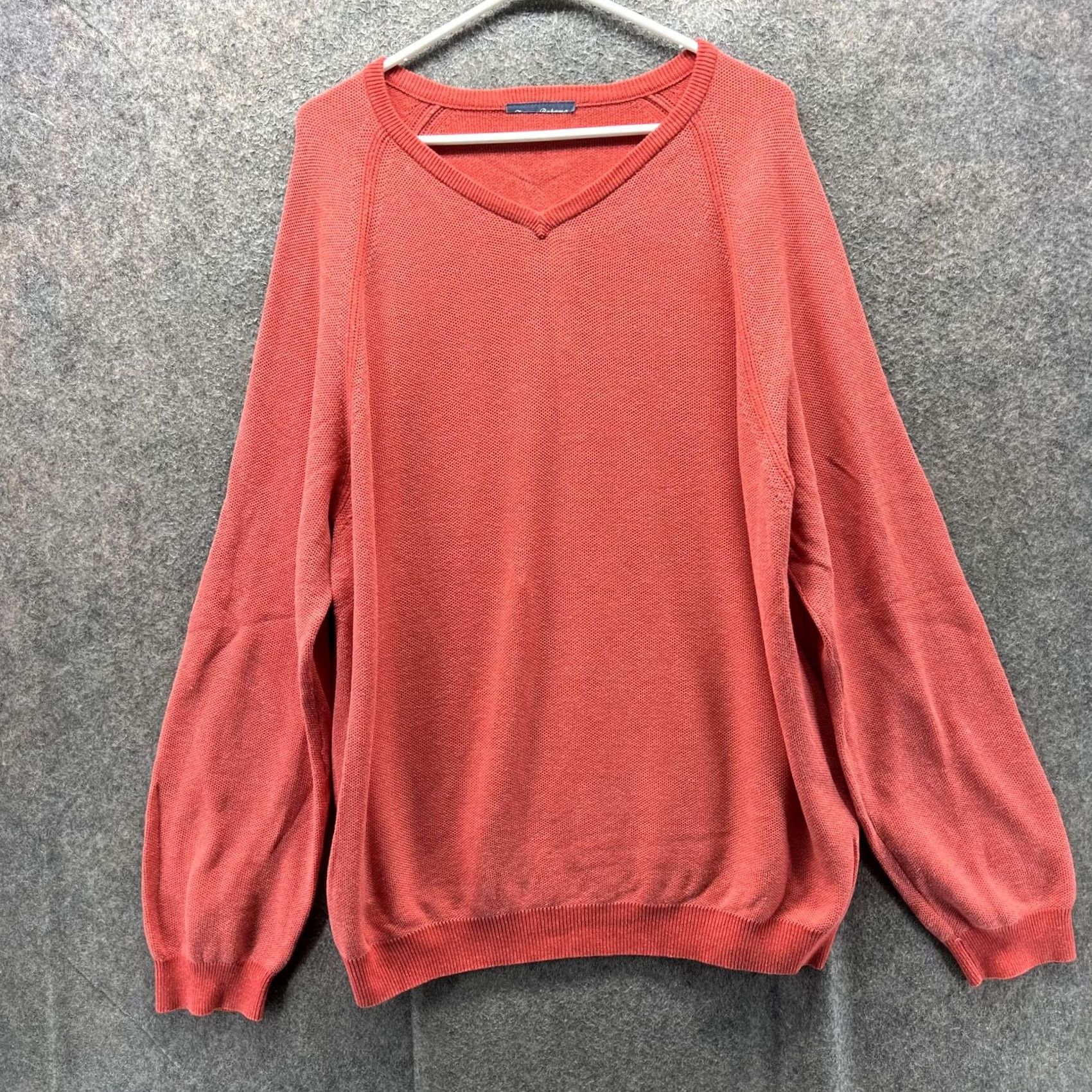 Tommy Bahama Tommy Bahama Sweater Mens XL Orange Pima Cotton V Neck Waffle Knit Pullover Size US XL / EU 56 / 4 - 2 Thumbnail