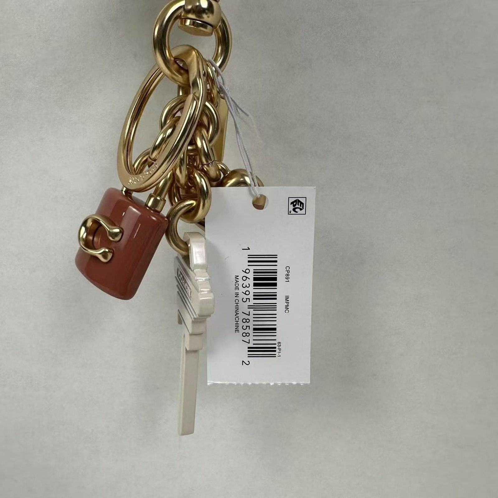 Coach Coach Key Cluster Bag Charm Keychain Gold Pink White Size ONE SIZE - 5 Thumbnail