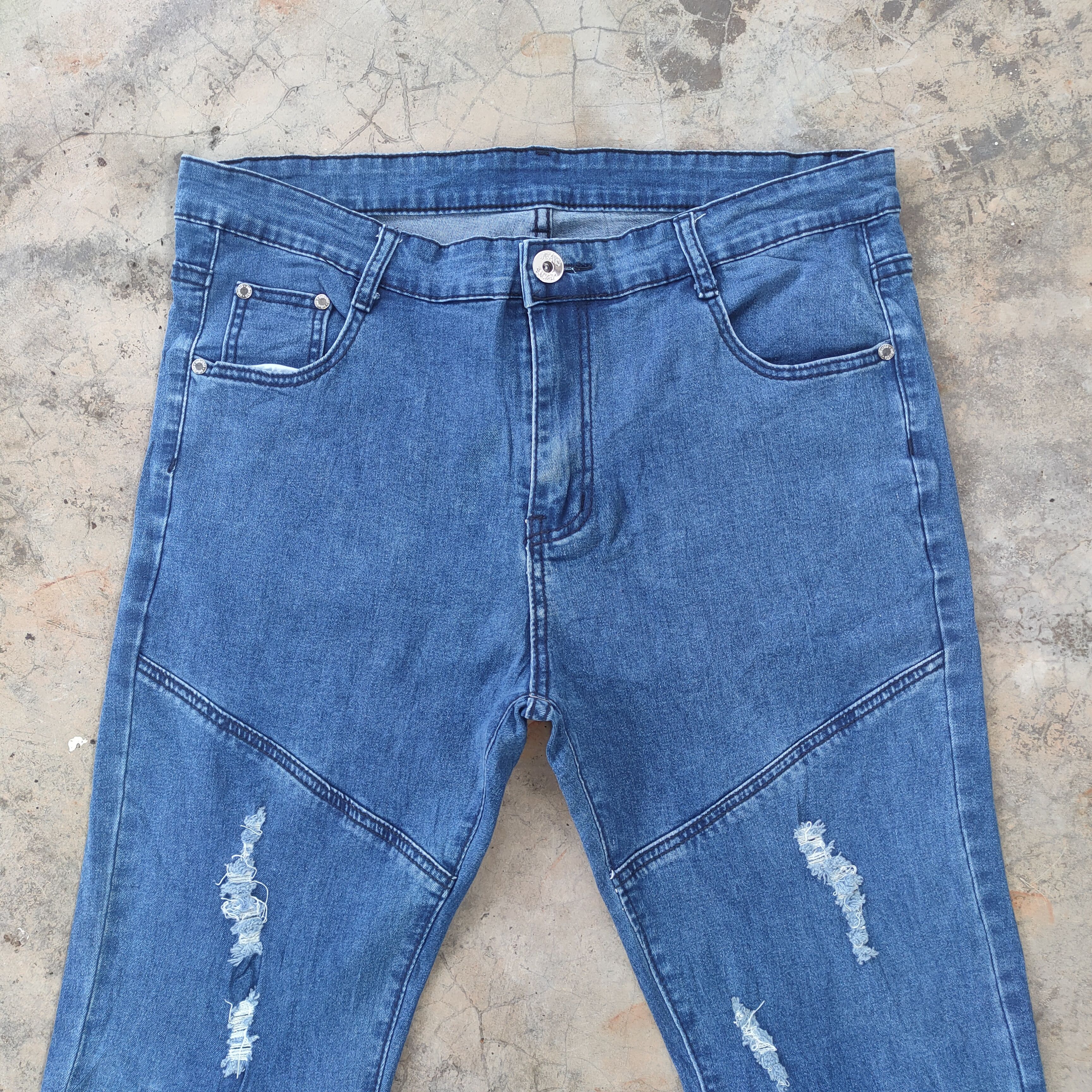 Japanese Brand VINTAGE JAPANES JEANS SKINNY BIKER FADED RIPPED JEANS PANTS Size US 35 - 3 Thumbnail