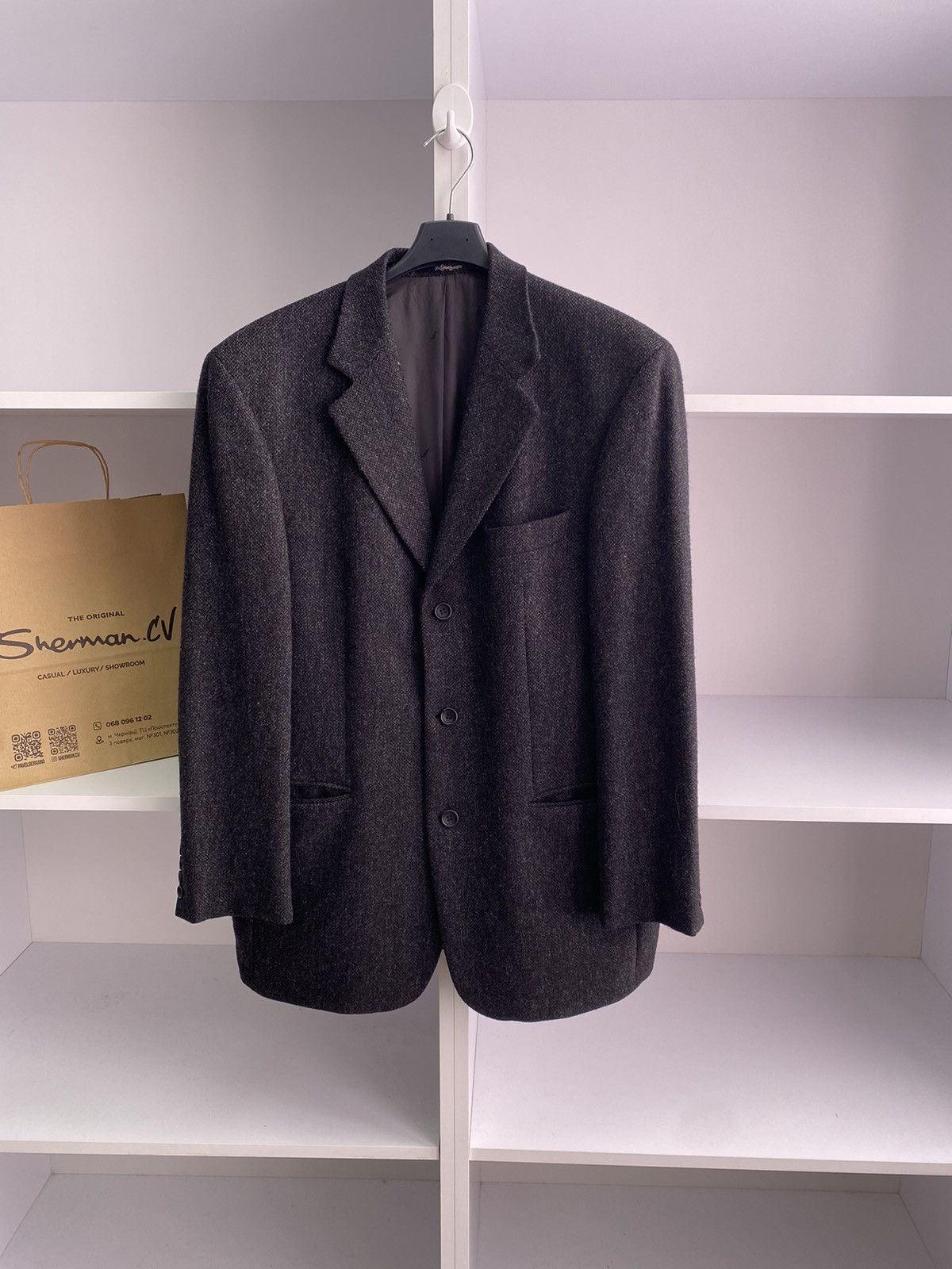 Designer × Vintage × Yves Saint Laurent Vintage YSL Yves Saint Laurent Men's Wool Tweed Suit Jacket Size 40L - 2 Thumbnail