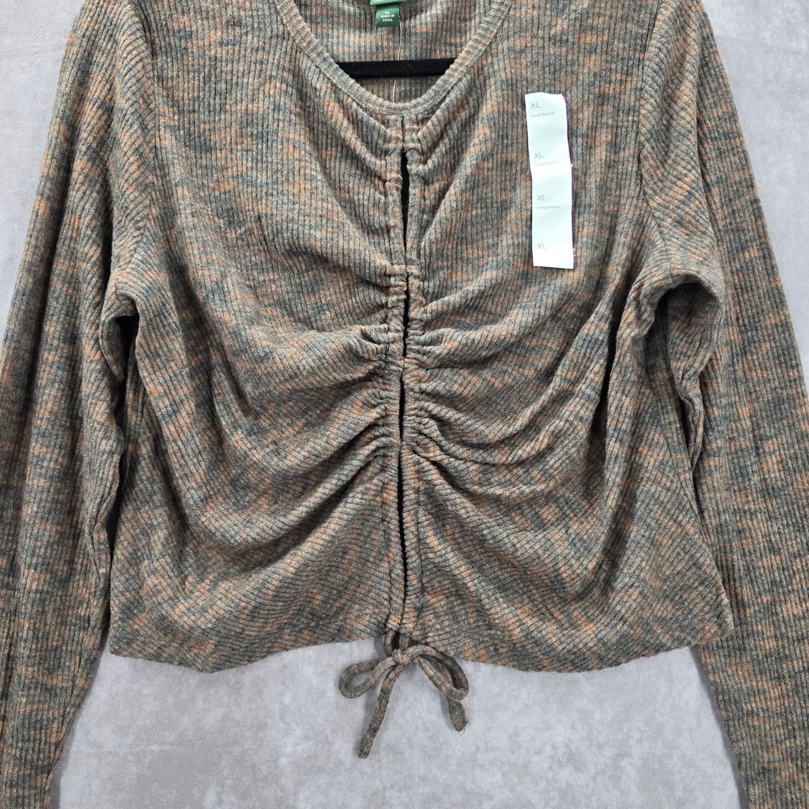 Other Wild Fable Brown Knit Crop Split Cozy Top NWT Extra Large Size XL / US 12-14 / IT 48-50 - 4 Thumbnail