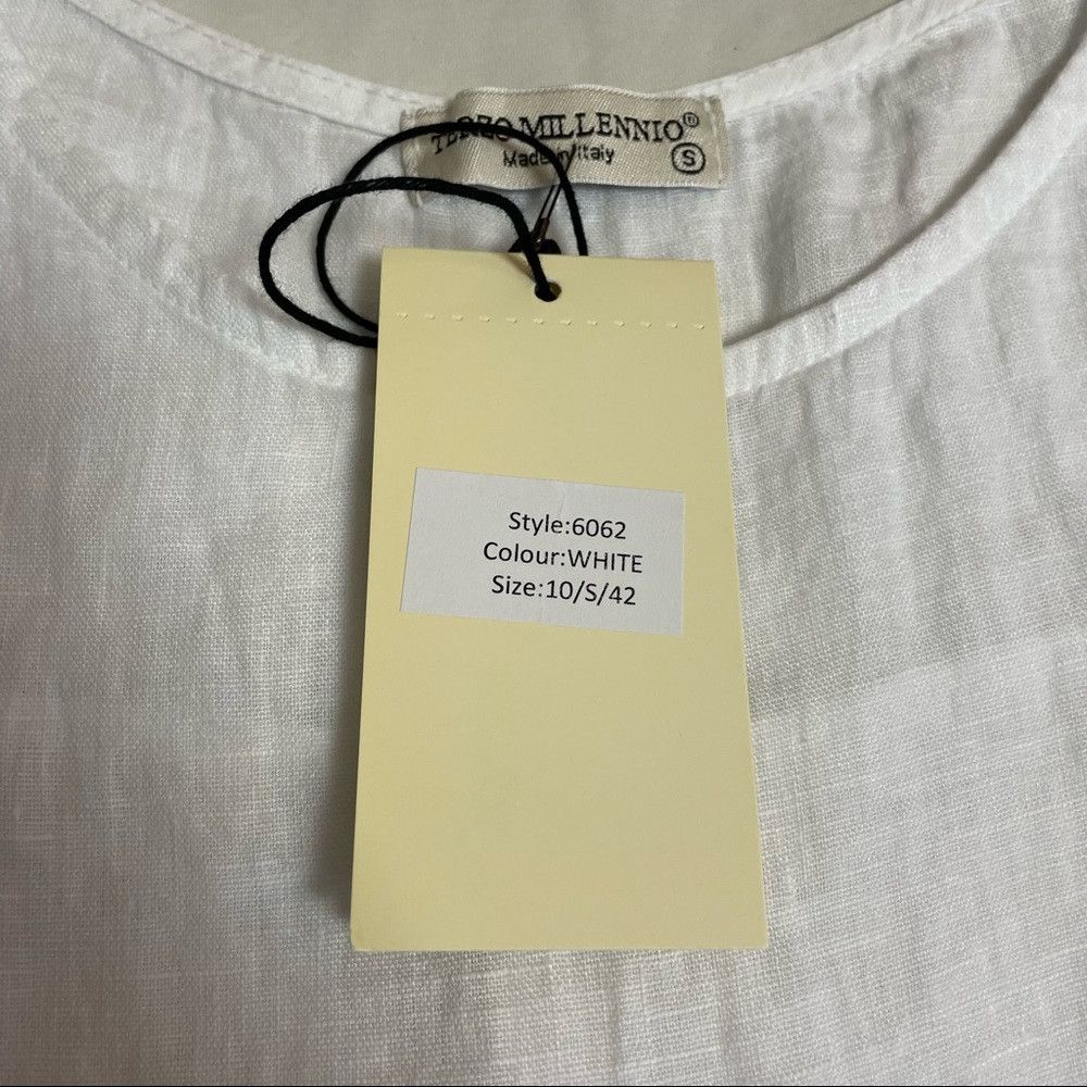 Other NWT New Terzo Millennio White Linen Eyelet Peplum Top Made Size S / US 4 / IT 40 - 7 Thumbnail