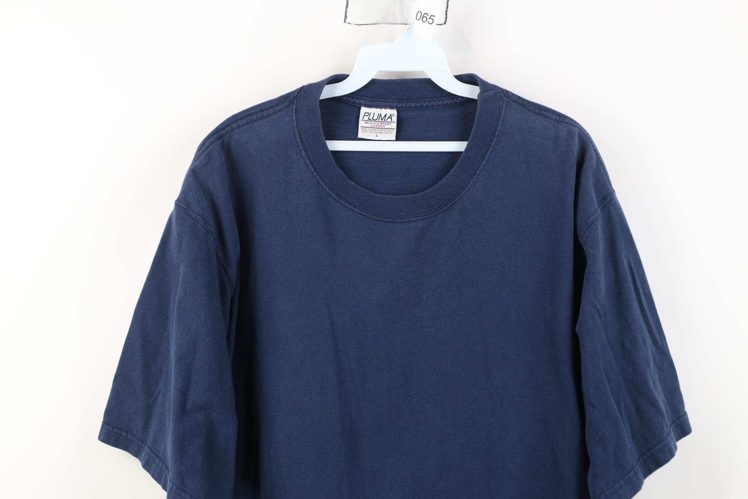 Vintage Vintage 90s Streetwear Blank Heavyweight Cotton T-Shirt Blue Size US L / EU 52-54 / 3 - 2 Thumbnail