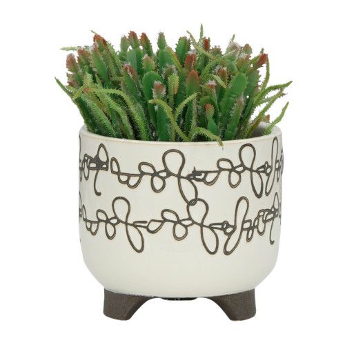 Designer × Homemade S/2 CERAMIC 6/8" SCRIBBLE FOOTED PLANTER, BEIGE Size US L / EU 52-54 / 3 - 4 Thumbnail