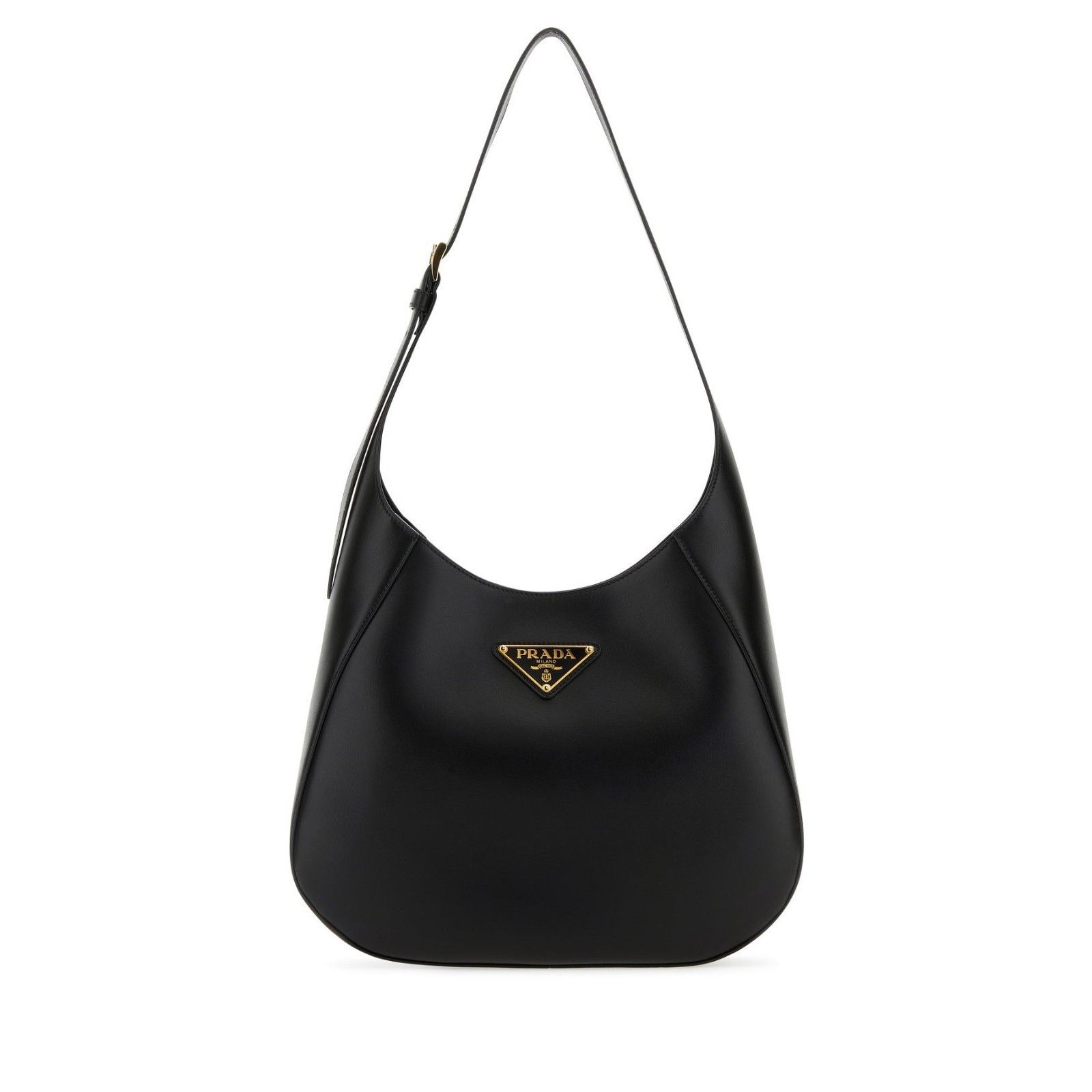 Prada PRADA Triangle Black Smooth Leather Shoulder Bag New & Authe Size ONE SIZE - 1 Thumbnail