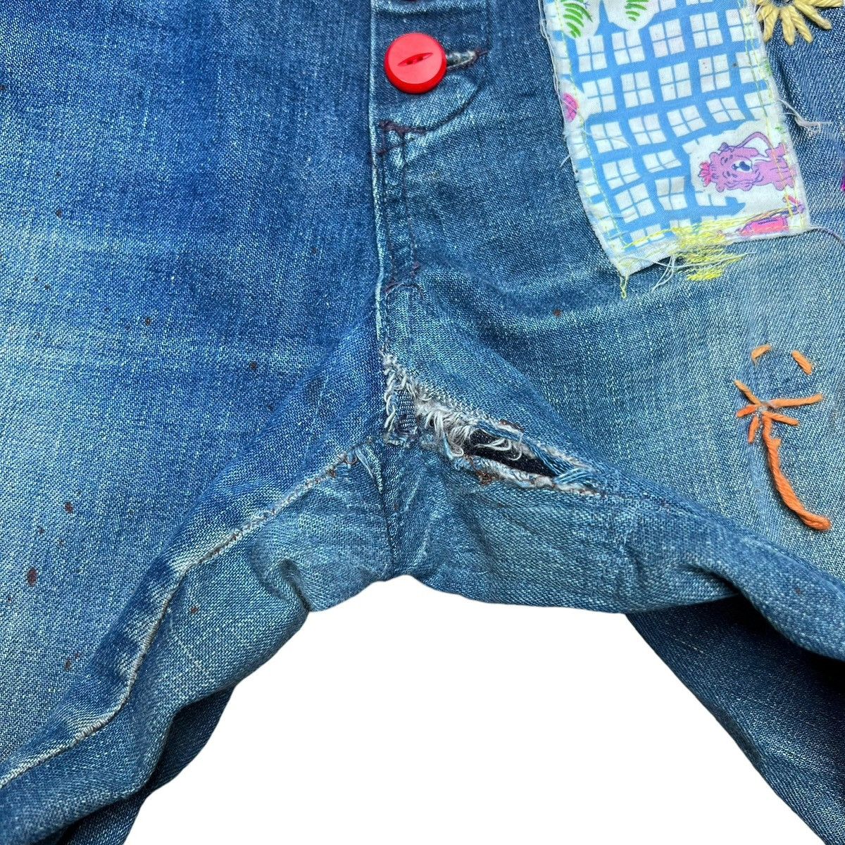 Vintage Vintage 1970s Denim Custom Hippie Bellbottom Flare Jeans Size 31" - 8 Thumbnail