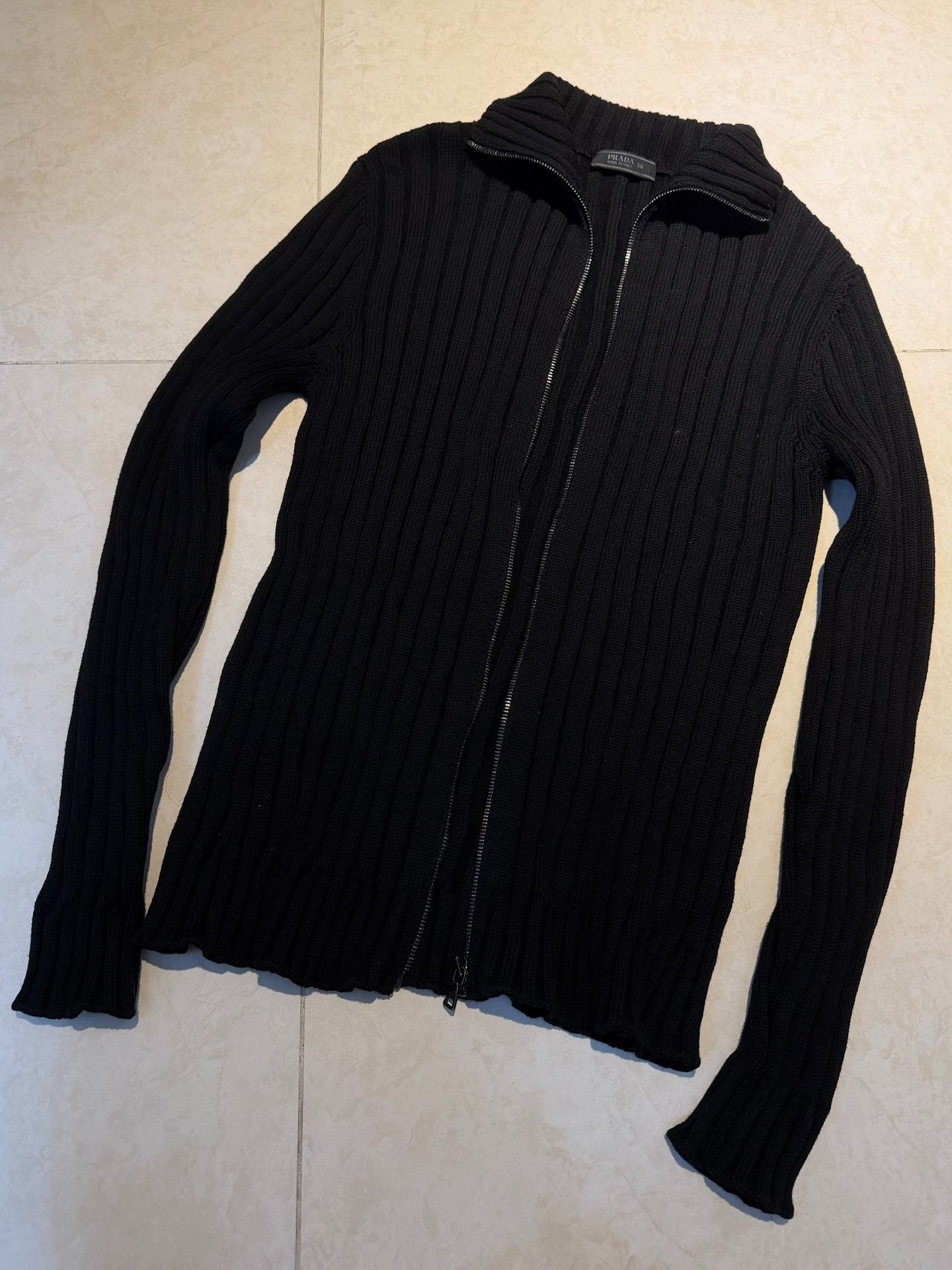Prada PRADA Ribbed High Neck Zip Wool Jacket Size US M / EU 48-50 / 2 - 1 Thumbnail