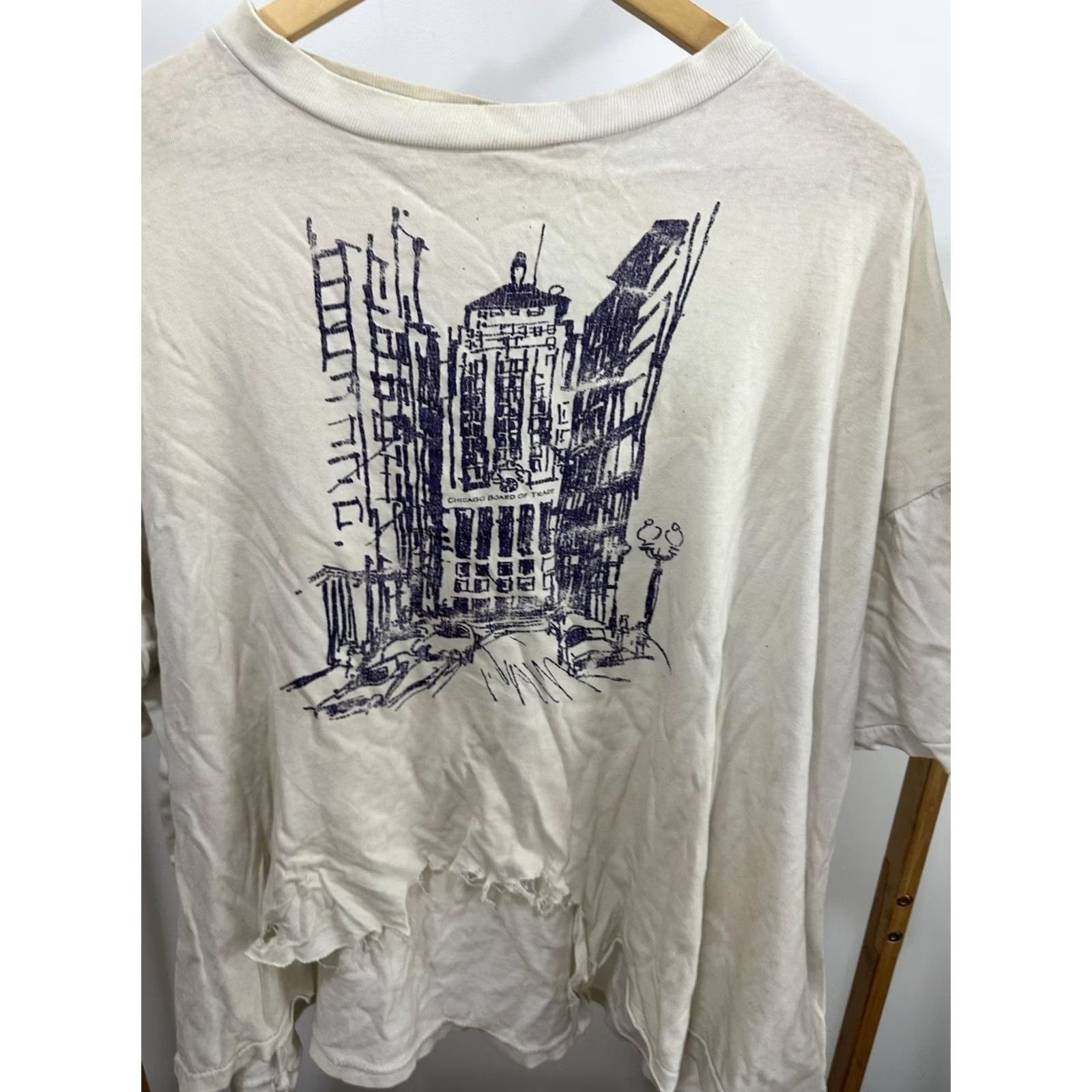 Thrasher VTG Chicago Board Of Trade Options Futures Thrashed Distressed Boxy T-Shirt 3XL Cream Mens Stocks Trading 90s Size US XXL / EU 58 / 5 - 5 Thumbnail