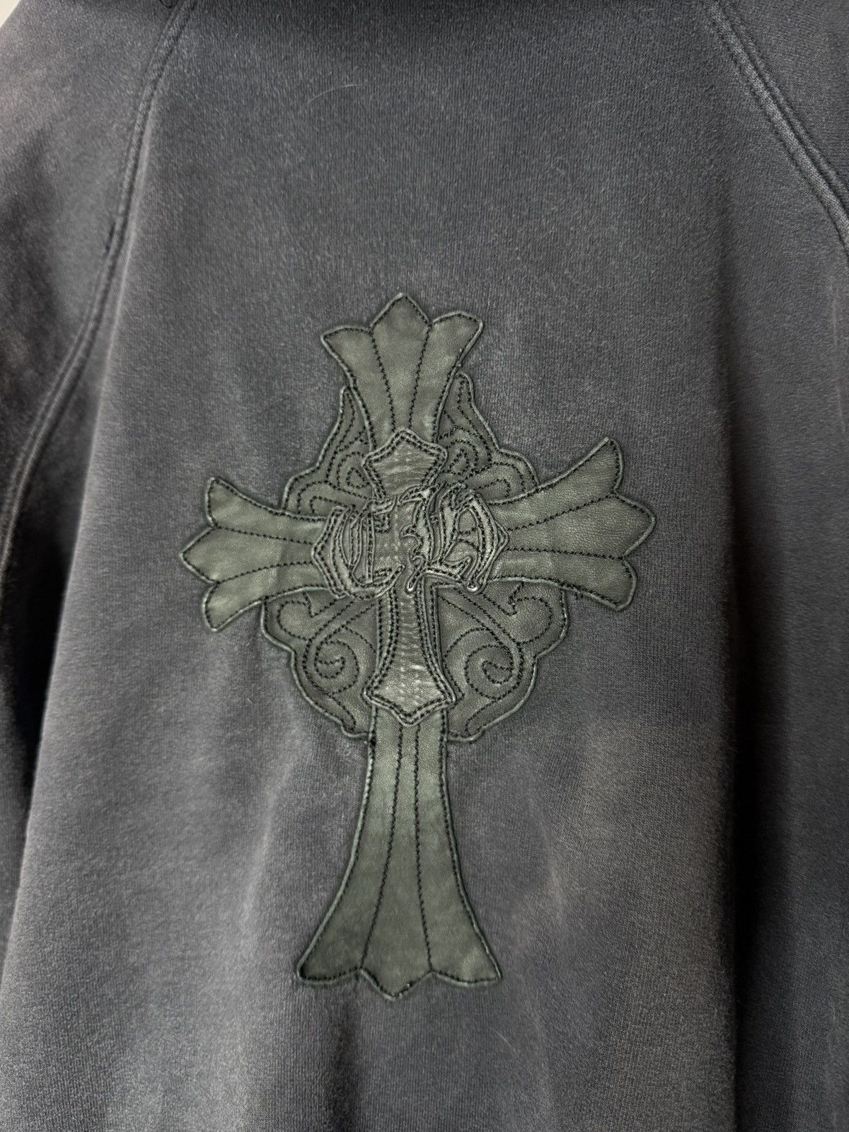 Chrome Hearts × Designer LEATHER CROSS PATCH CHROME HEARTS HOODIE Size XS / US 0-2 / IT 36-38 - 3 Thumbnail