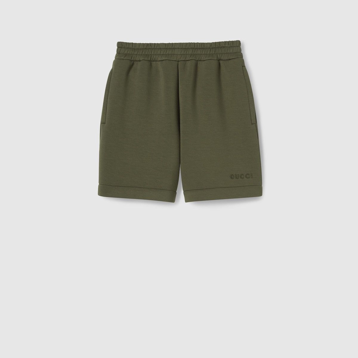 Gucci o1s1wg110925 Embroidered Jersey Shorts in Dark Green Size US 30 / EU 46 - 1 Thumbnail