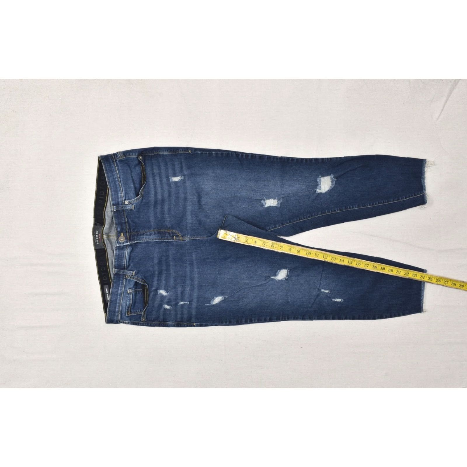 Torrid Torrid Jeans Night Premium Sky High Skinny Distressed Blue 22R Plus Size High Rise Zip 5-Pocket Denim Stretch Womens Size 40" / US 18 - 3 Thumbnail