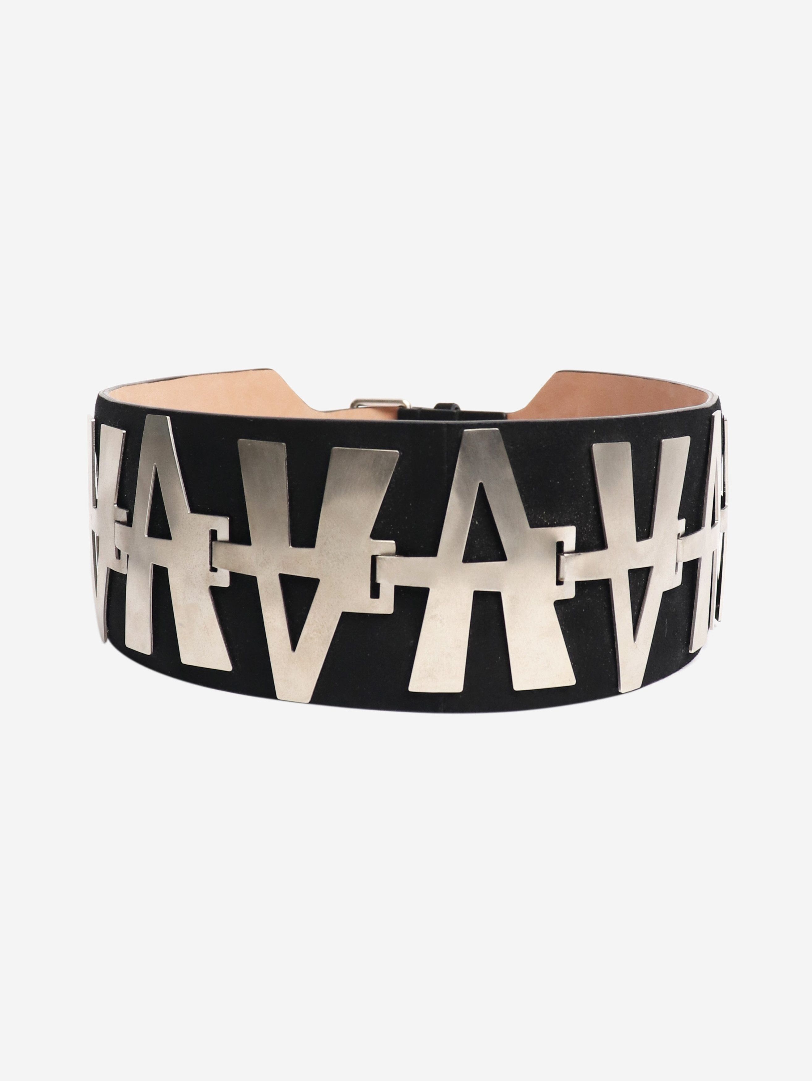 Alaia Black A motif metal and leather wide belt Size ONE SIZE - 1 Thumbnail